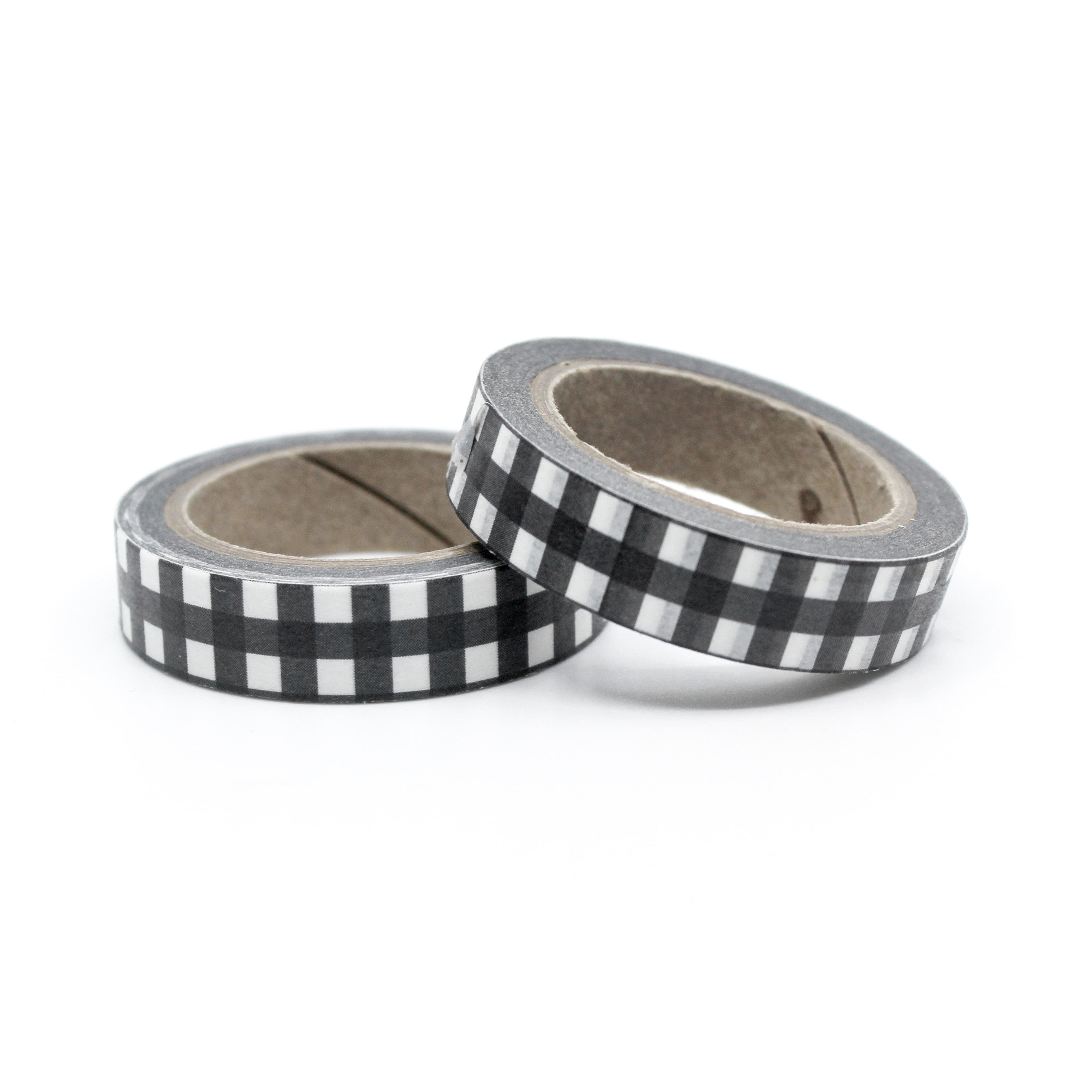 Elevate your crafts with our black and white farmhouse plaid washi tape, featuring a charming plaid pattern reminiscent of classic farmhouse decor, perfect for adding a touch of rustic elegance to your projects. This tape is sold at BBB Supplies Craft Shop.