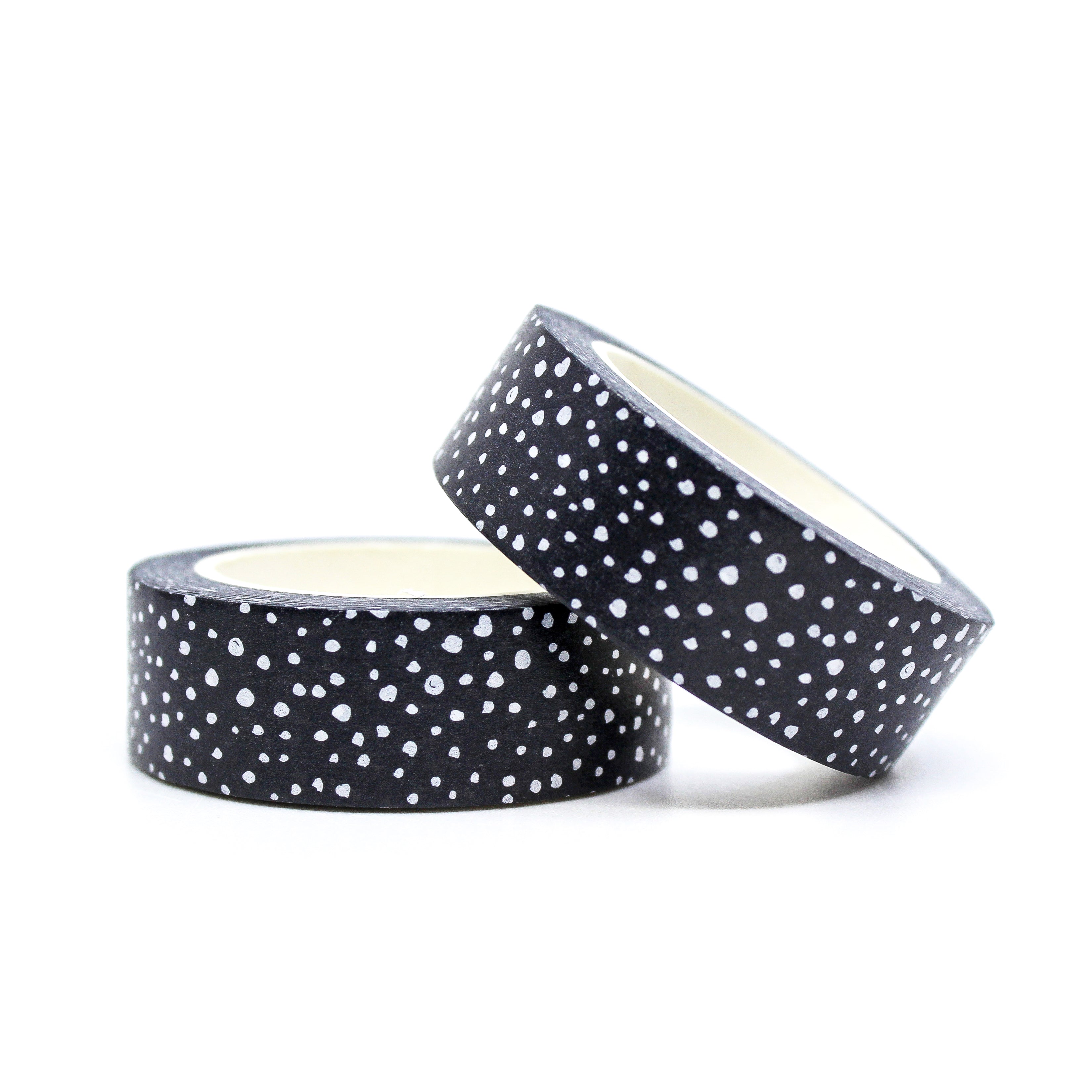 Add a subtle and modern touch to your crafts with our tiny speckles black washi tape, featuring delicate and scattered speckles in black for a minimalist and contemporary look. This tape is sold at BBB Supplies Craft Shop.