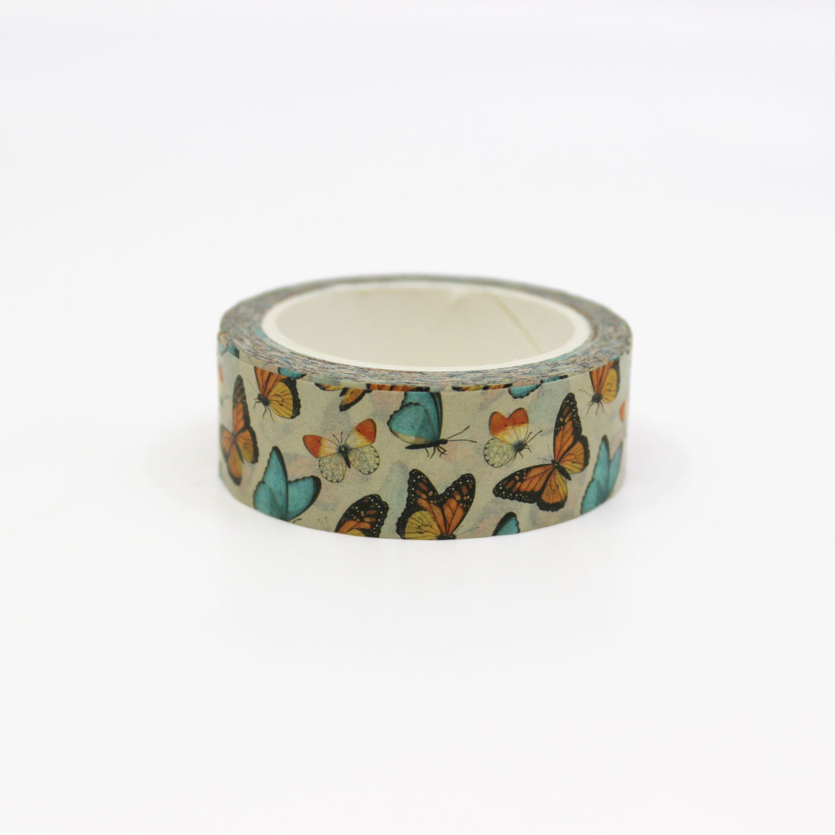 This bright and colorful washi tape features delicate Blue and orange butterflies, perfect for adding a whimsical touch to your crafts and journals. This tape is sold at BBB Supplies Craft Shop.