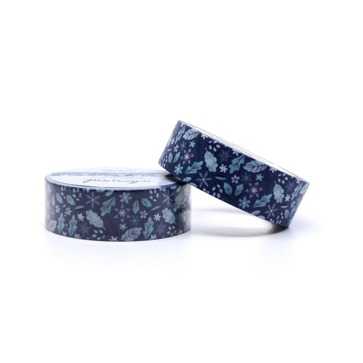Blue Winter Leaves and Snowflakes Washi Tape featuring delicate leaf and snowflake patterns, ideal for adding a wintry touch to your holiday creations. This tape is from Penpaling Paula and sold at BBB Supplies Craft Shop.