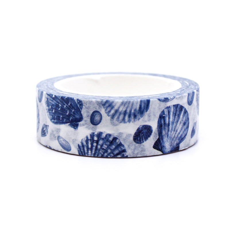 "Blue Seashells Washi" features delicate seashell patterns in shades of blue, perfect for adding a coastal touch to your journals, planners, and crafts.