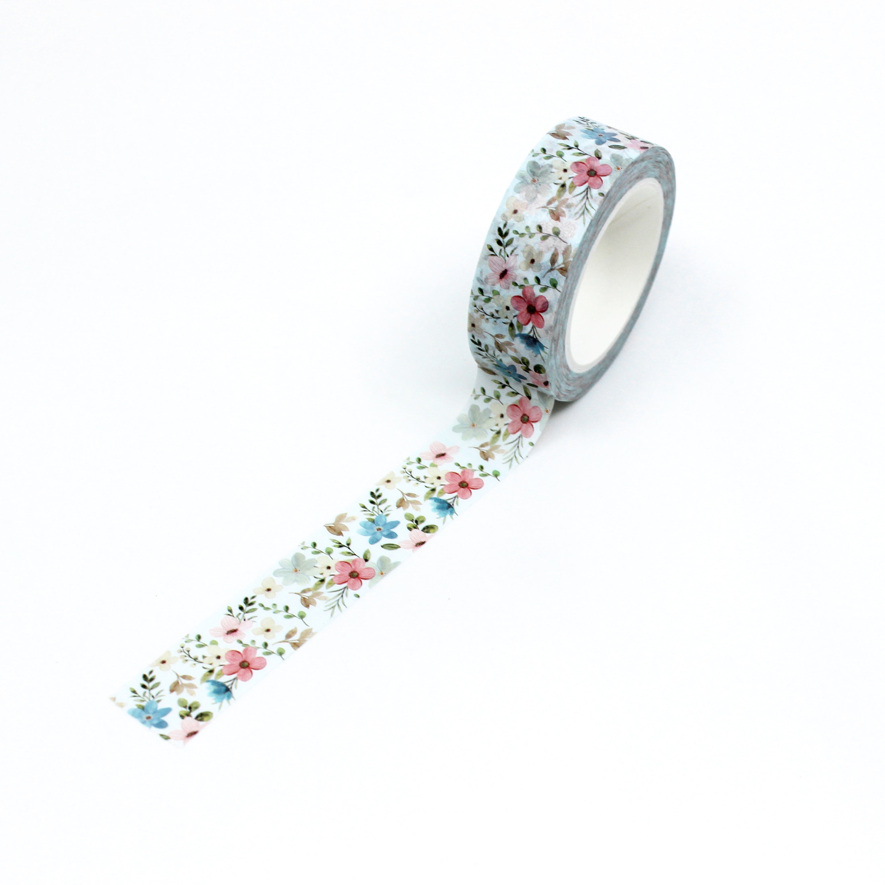 Spring Blue Floral Washi Tape: Bring the beauty of spring to your crafts with our Blue Floral Washi Tape. Featuring delicate blue flowers on a white background, this tape is perfect for adding a touch of elegance to your projects. Whether you're scrapbooking memories, decorating cards, or embellishing journals, this tape is sure to inspire your creativity. This tape is sold at BBB Supplies Craft Shop.