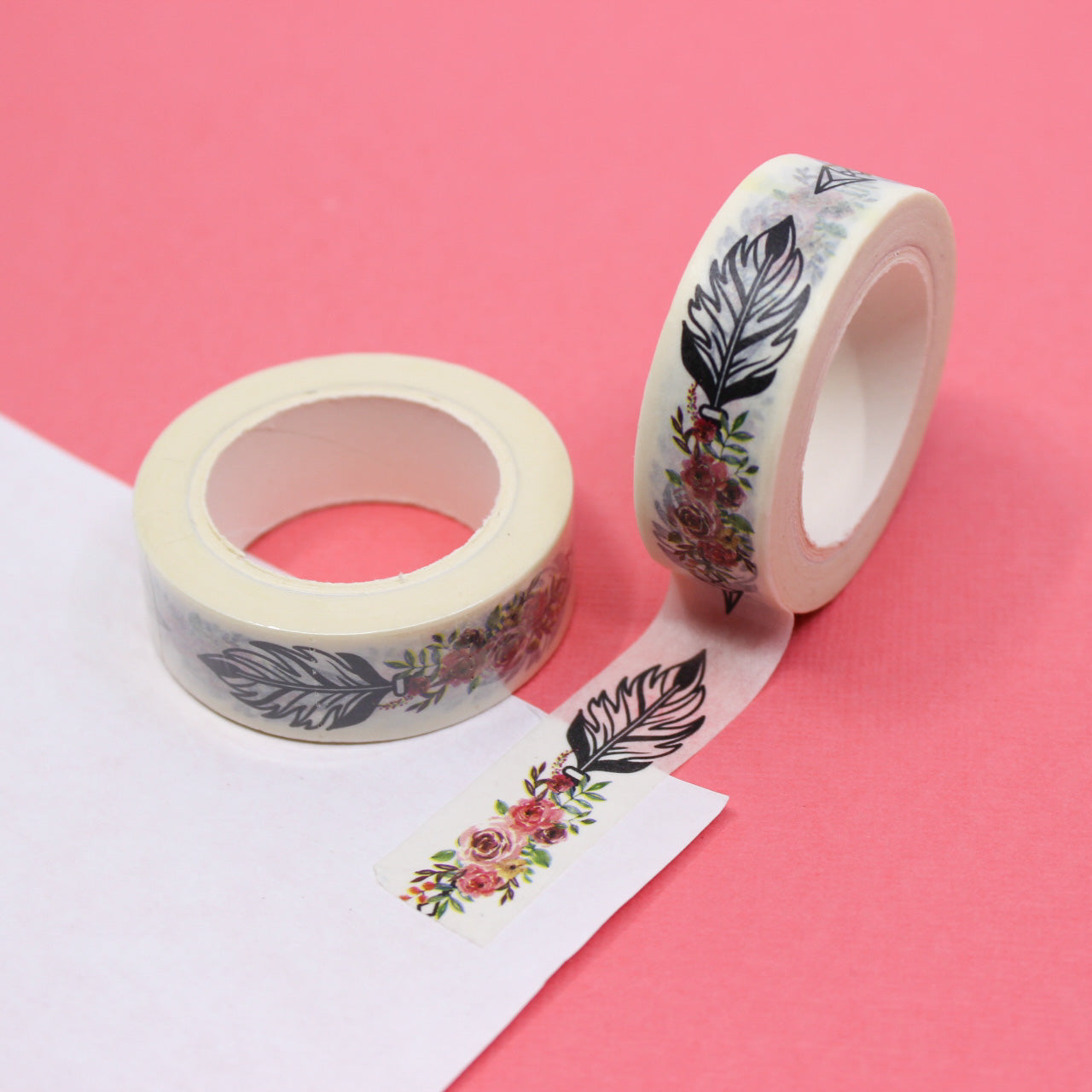 Add a touch of boho chic to your crafts with our 'Boho Floral Arrow' Washi Tape. Featuring intricate floral patterns and arrows for a stylish look. This tape is sold at BBB Supplies Craft Shop.