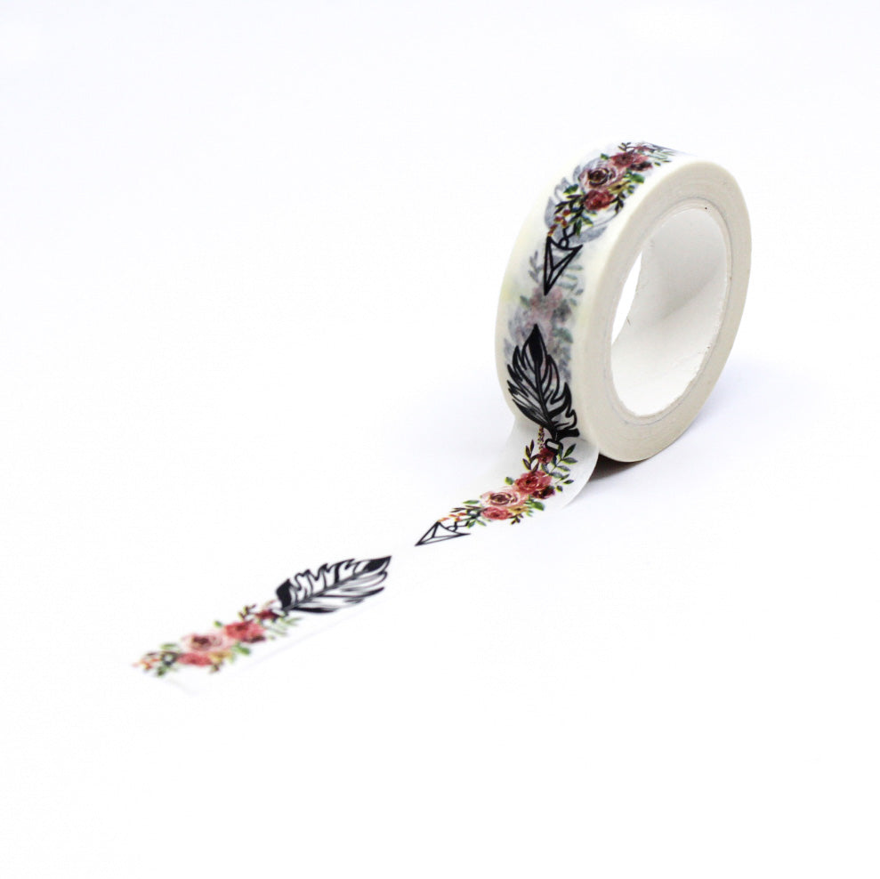 Add a touch of boho chic to your crafts with our 'Boho Floral Arrow' Washi Tape. Featuring intricate floral patterns and arrows for a stylish look. This tape is sold at BBB Supplies Craft Shop.