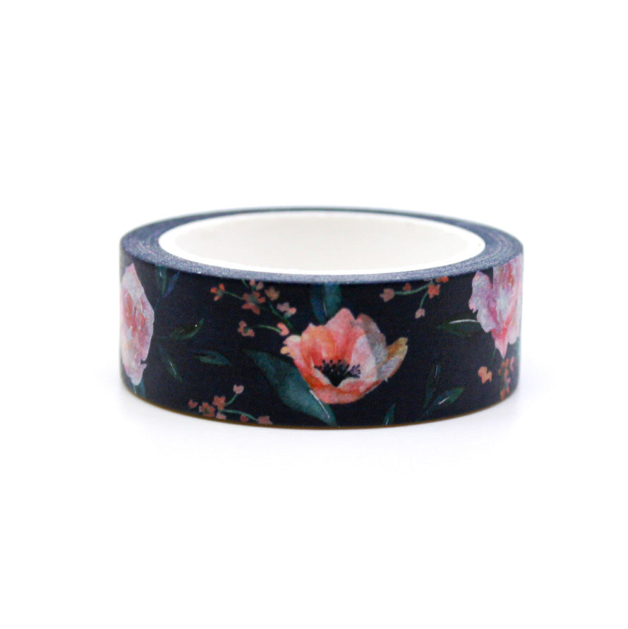 levate your projects with our captivating boho modern style navy blue peony flower washi tape, showcasing a unique blend of bohemian and modern design elements that bring a sense of elegance and creativity to your crafts. This tape is from Zynshe and sold at BBB Supplies Craft Shop.