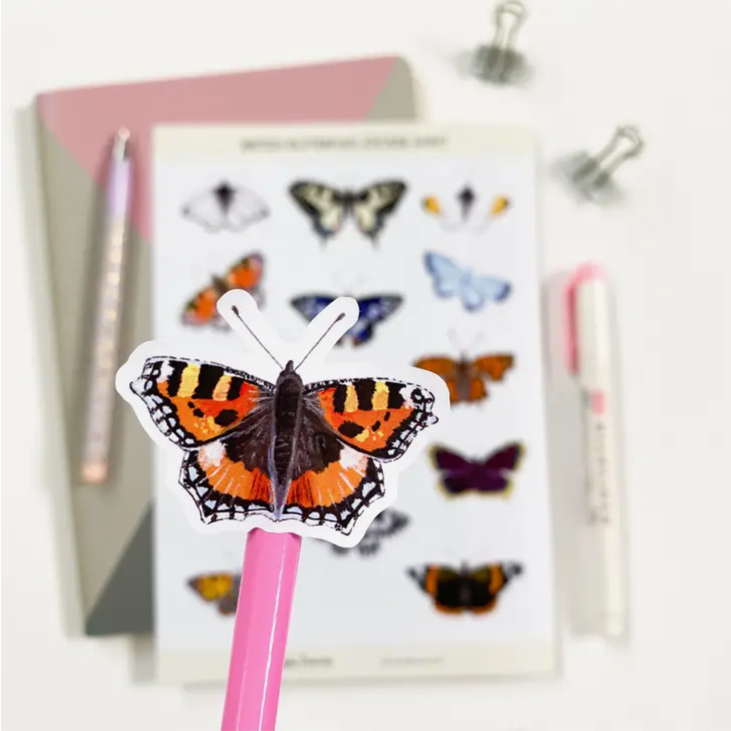 Celebrate the grace of British butterflies with our British Butterflies Sticker Sheet, featuring delicate illustrations of native butterfly species. Ideal for adding a touch of natural beauty and elegance to your crafts. These stickers are designed by Sarah Frances and sold at BBB Supplies Craft Shop.