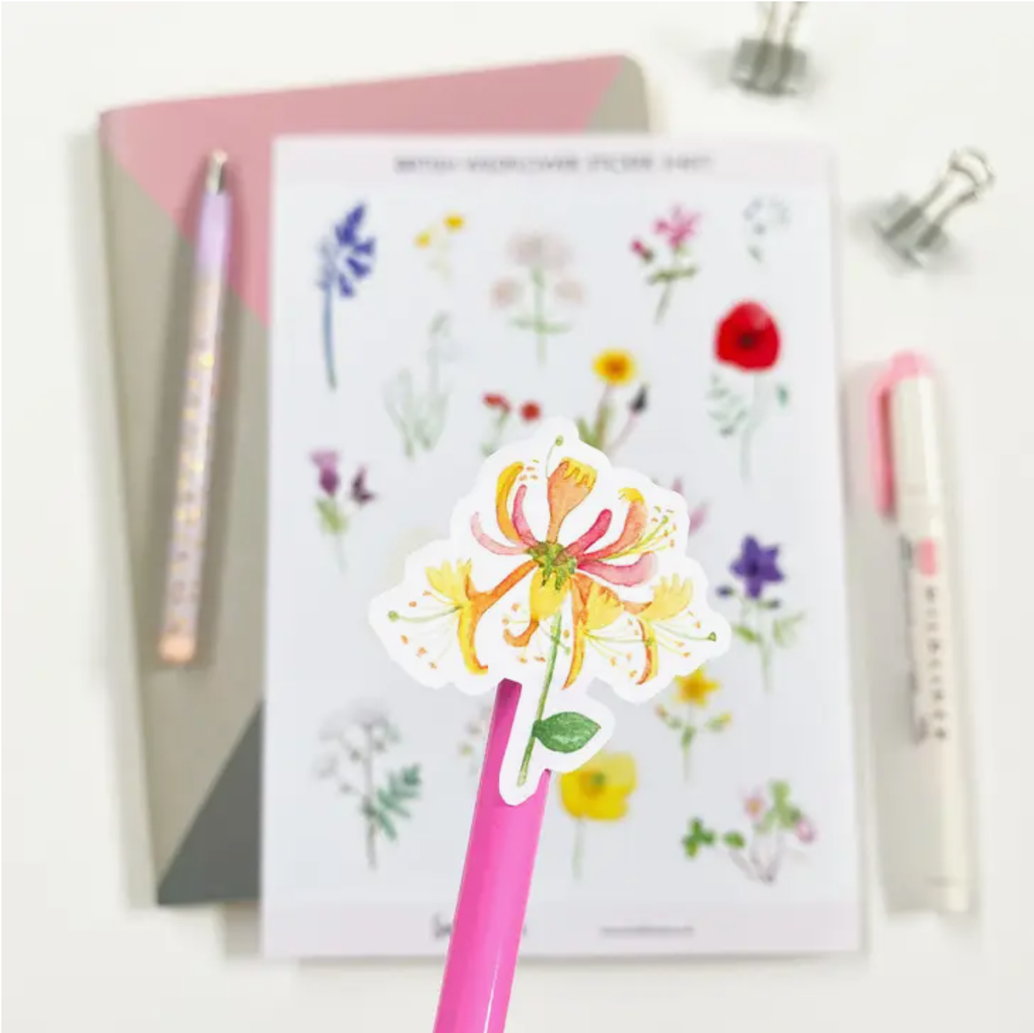 Embrace the beauty of British flora with our British Florals Sticker Sheet, featuring charming illustrations of native British flowers. Ideal for adding a touch of natural elegance and color to your crafts. These stickers are designed by Sarah Frances and sold at BBB Supplies Craft Shop.