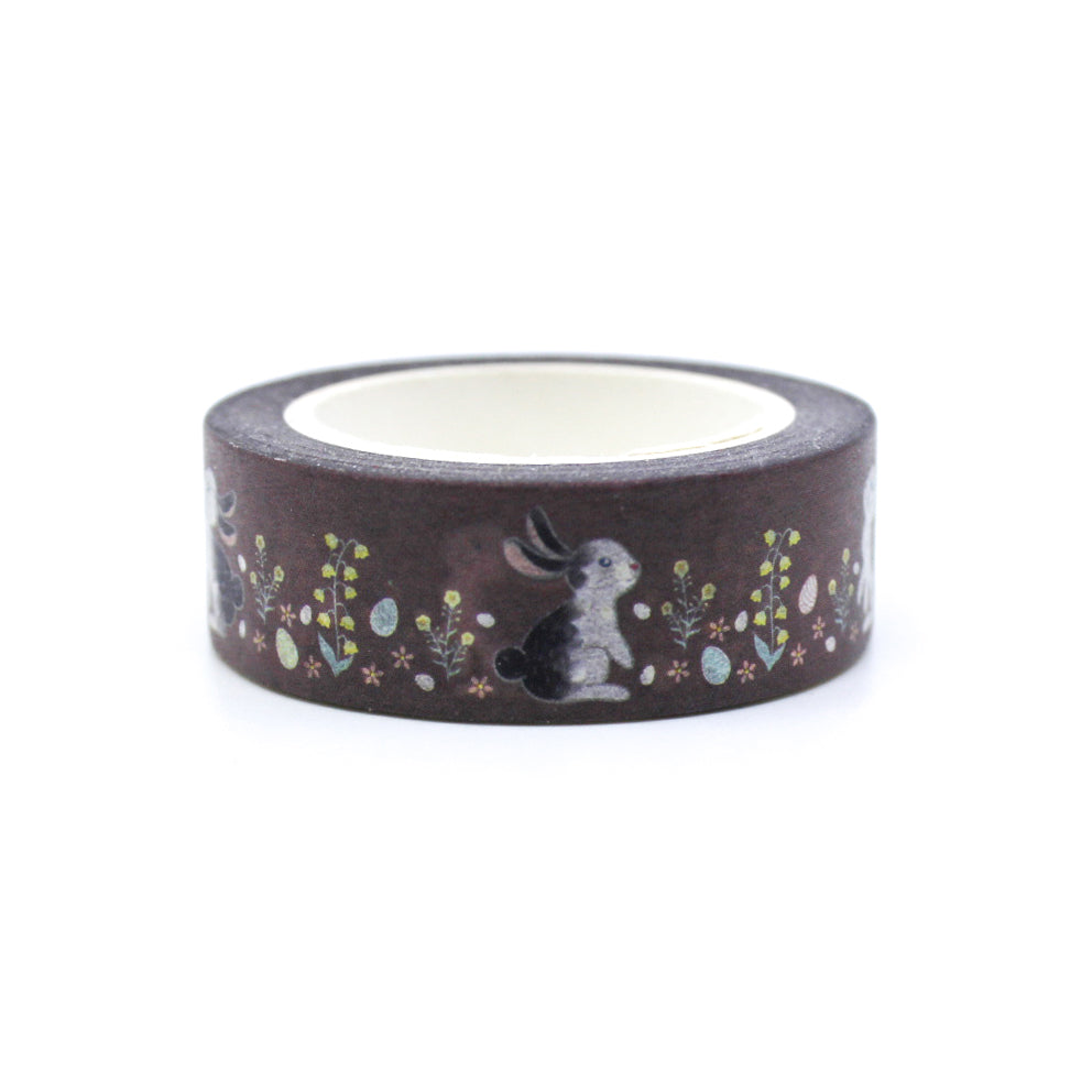 Brown Bunnies with Easter Eggs Washi Tape: Add a touch of whimsy to your Easter crafts with this delightful washi tape featuring cute brown bunnies surrounded by colorful Easter eggs, perfect for decorating cards, scrapbooks, and more. This tape is sold at BBB Supplies Craft Shop.