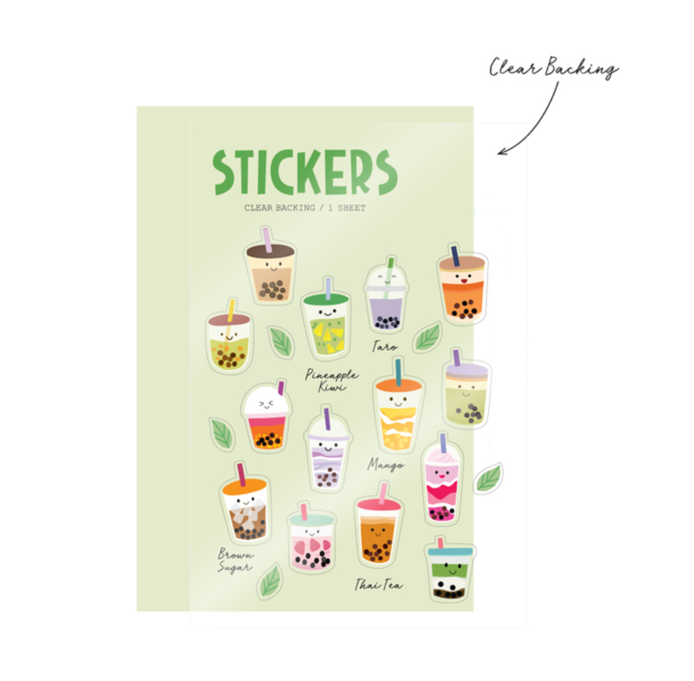 Kawaii bubble tea stickers for planners, journals, and craft decoration