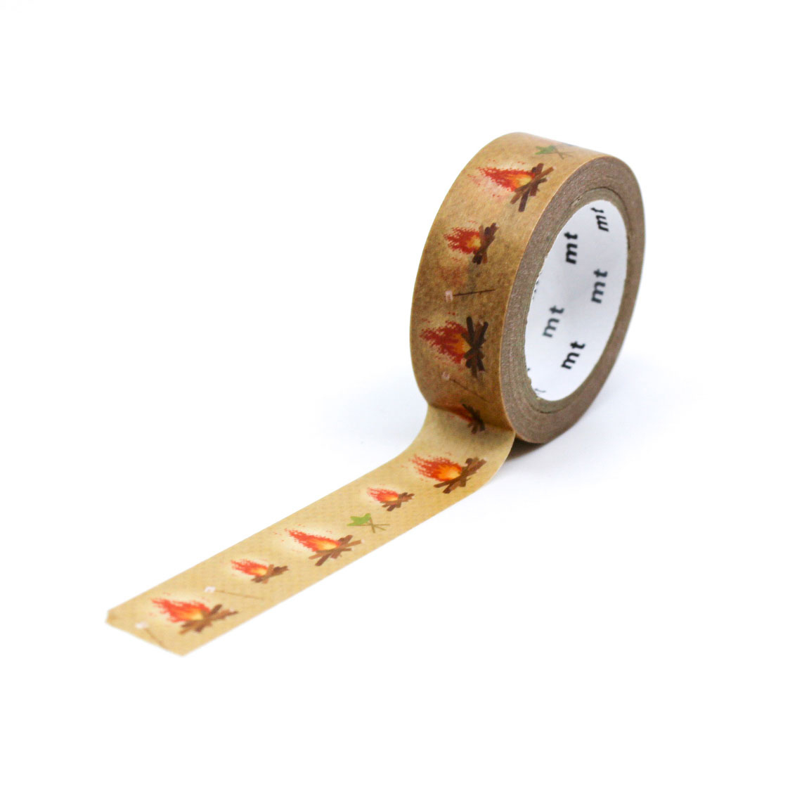 S’mores and campfire washi tape laid out on a notebook with fall-themed decorations