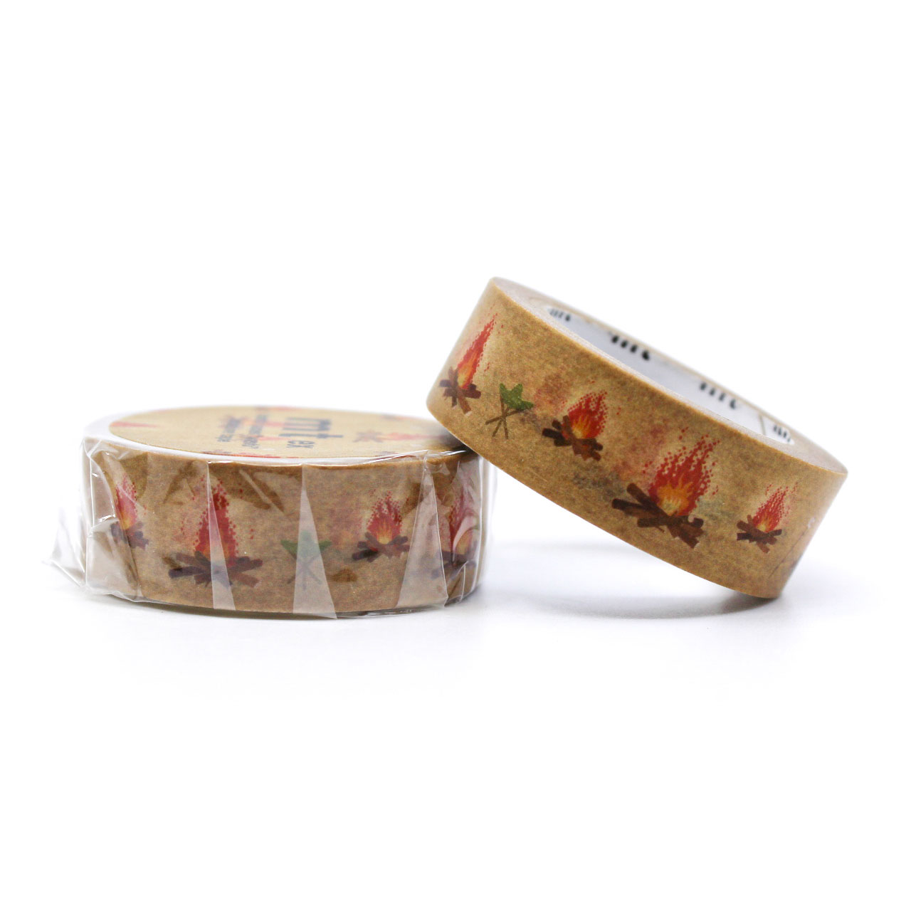 Rolled washi tape with colorful fire and marshmallow details perfect for outdoor-themed spreads