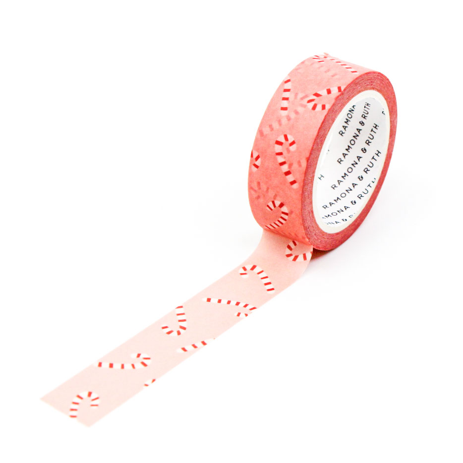 Holiday candy cane patterned washi tape for crafts and gift wrapping