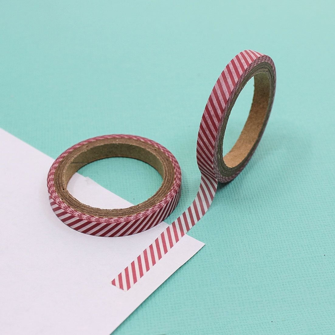 Holiday washi tape with classic red and white candy stripe design