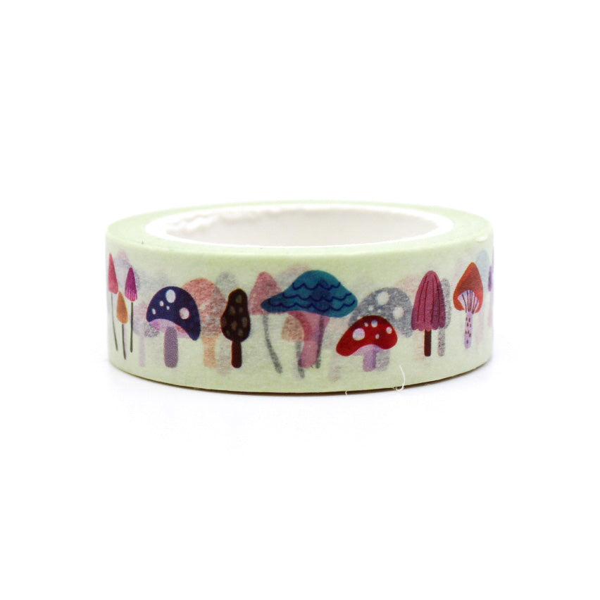 Colorful Playful Mushroom Washi Tape features vibrant and whimsical mushroom designs, adding a playful touch to your crafts, journals, and projects. This tape is from Girl of All Work and sold at BBB Supplies Craft shop.