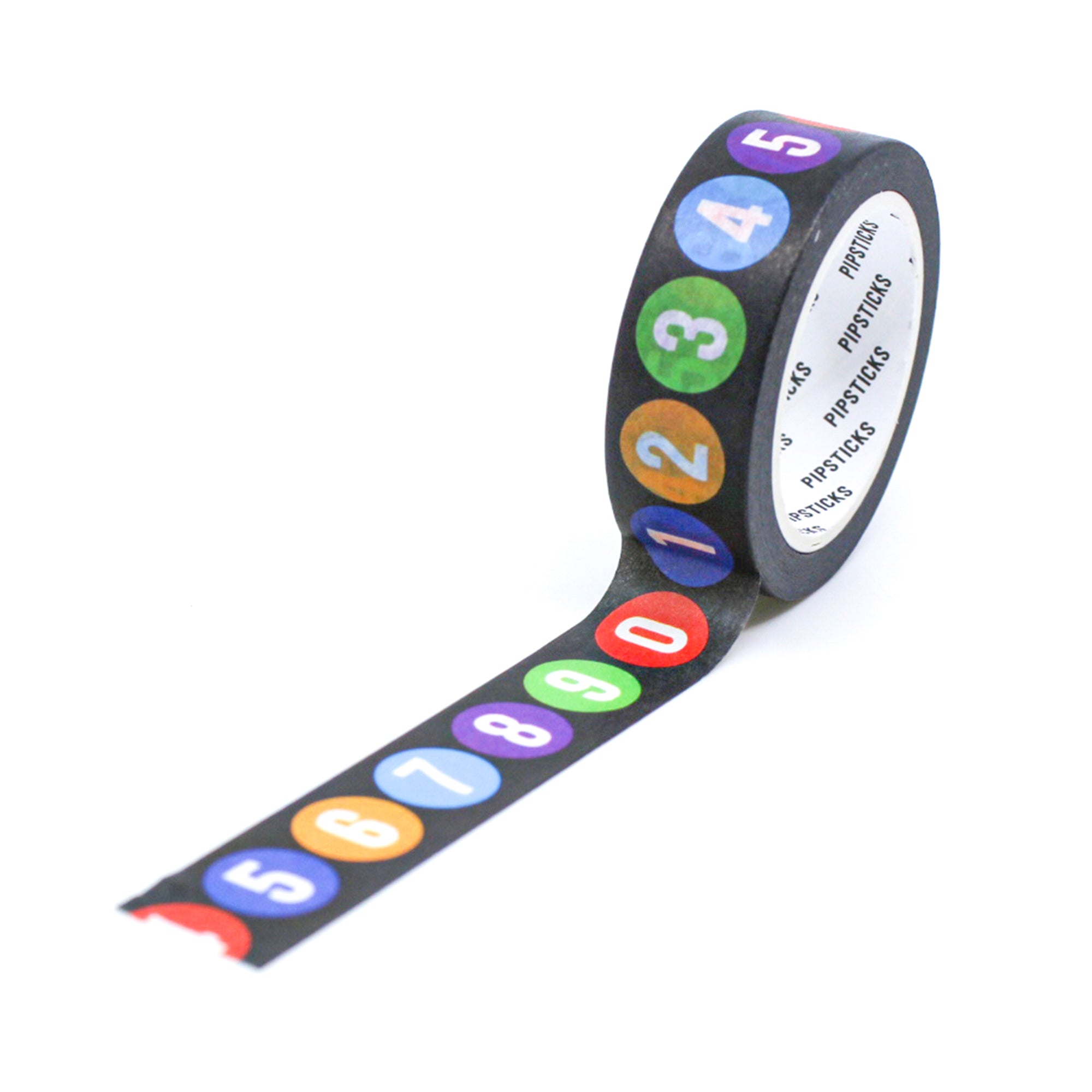 Washi tape featuring rainbow-colored numbered circles for daily planning and list making