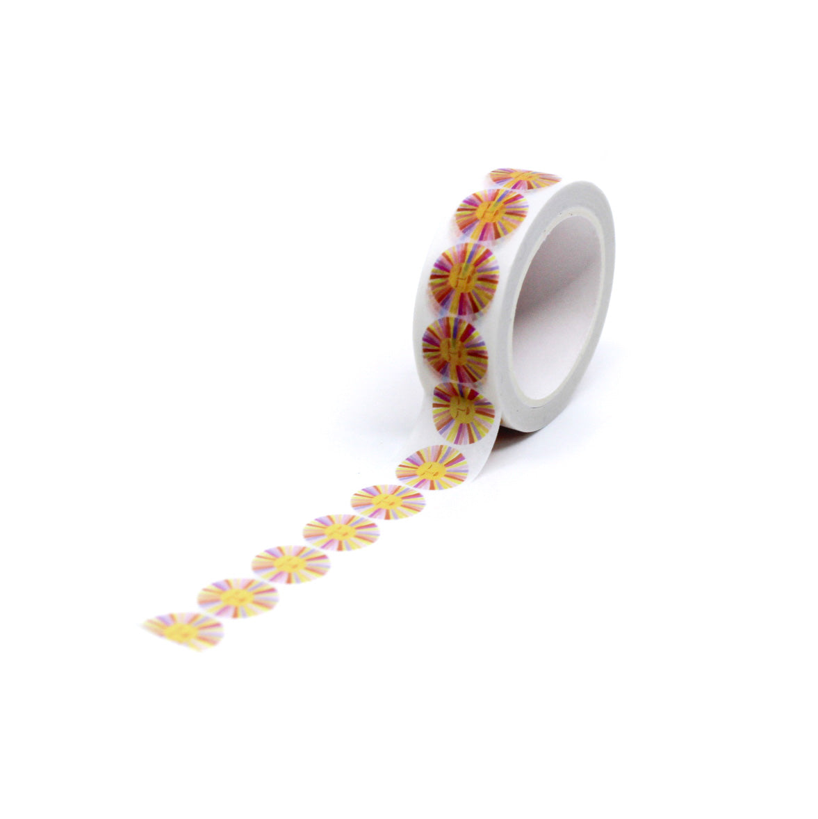 This is colorful sunshine washi tape with a joyful look that is perfect for gratitude journaling, BUJO or handmade cards. This tape is from Sarah Frances Designs and sold at BBB Supplies Craft Shop.