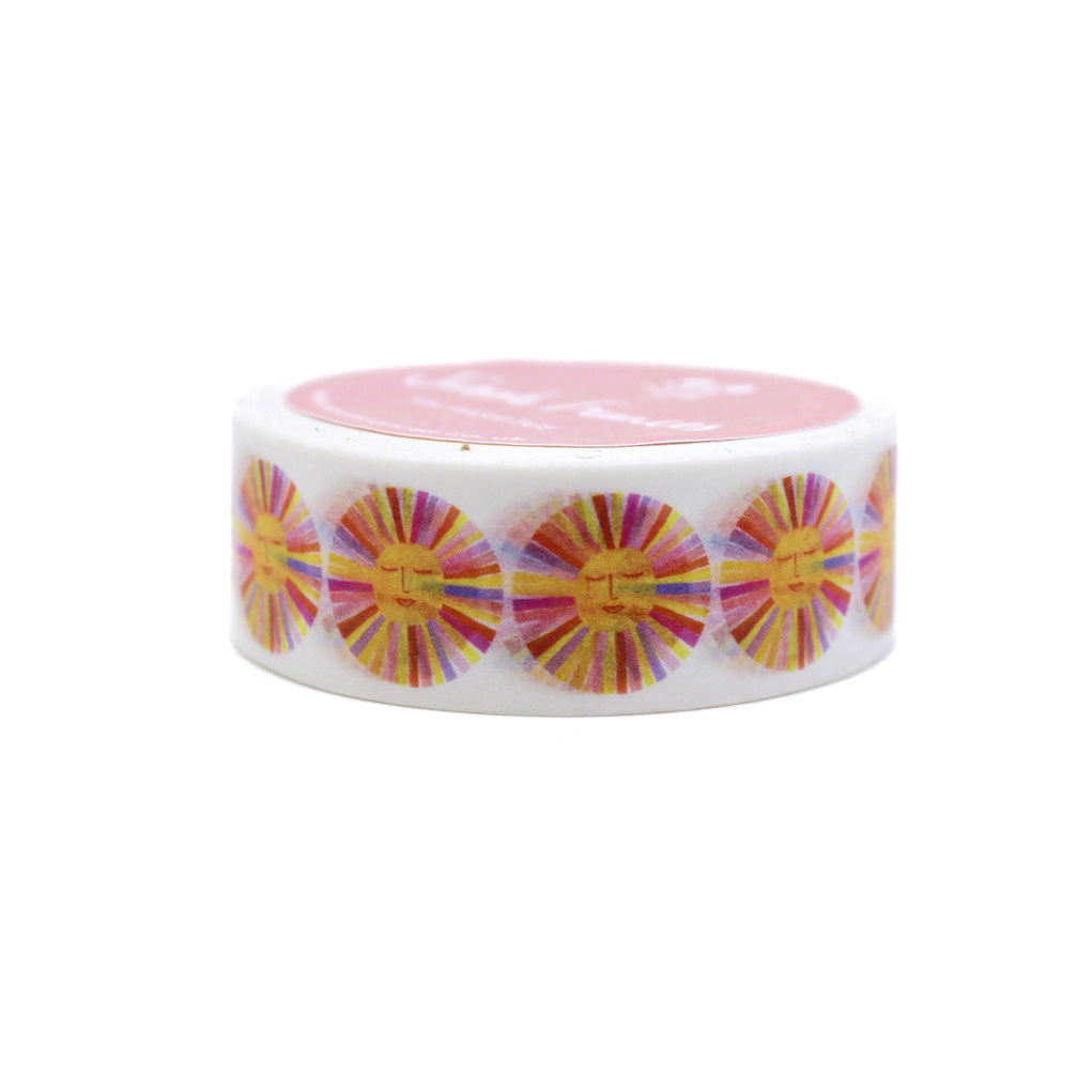This is colorful sunshine washi tape with a joyful look that is perfect for gratitude journaling, BUJO or handmade cards. This tape is from Sarah Frances Designs and sold at BBB Supplies Craft Shop.