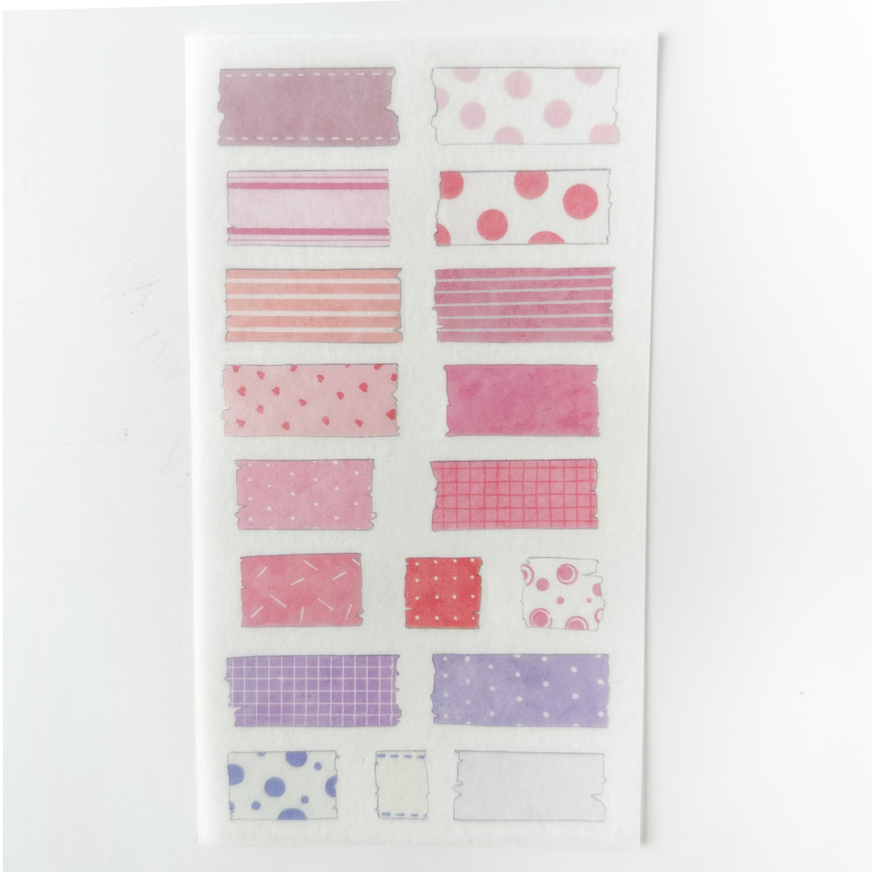 Explore creativity with our Colorful Washi Tape Shaped Sticker Sheets, featuring a variety of colorful washi tape-inspired sticker shapes. Perfect for adding playful and decorative accents to your projects. These stickers are sold at BBB Supplies Craft Shop.