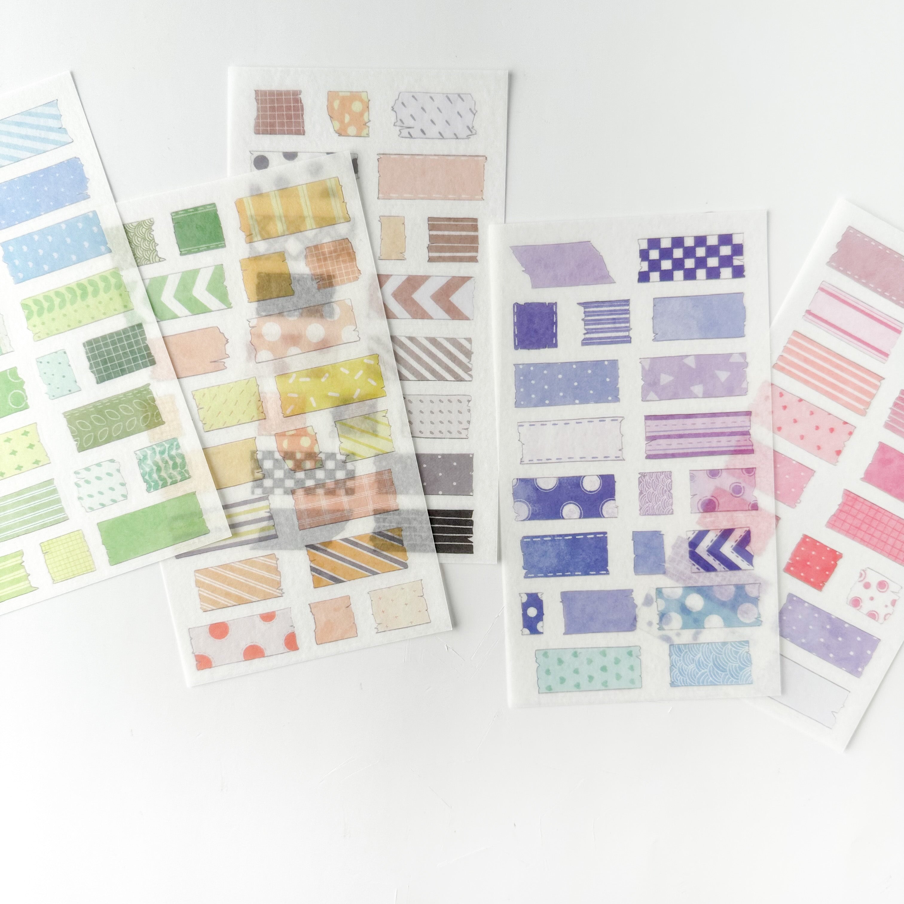 Explore creativity with our Colorful Washi Tape Shaped Sticker Sheets, featuring a variety of colorful washi tape-inspired sticker shapes. Perfect for adding playful and decorative accents to your projects. These stickers are sold at BBB Supplies Craft Shop.