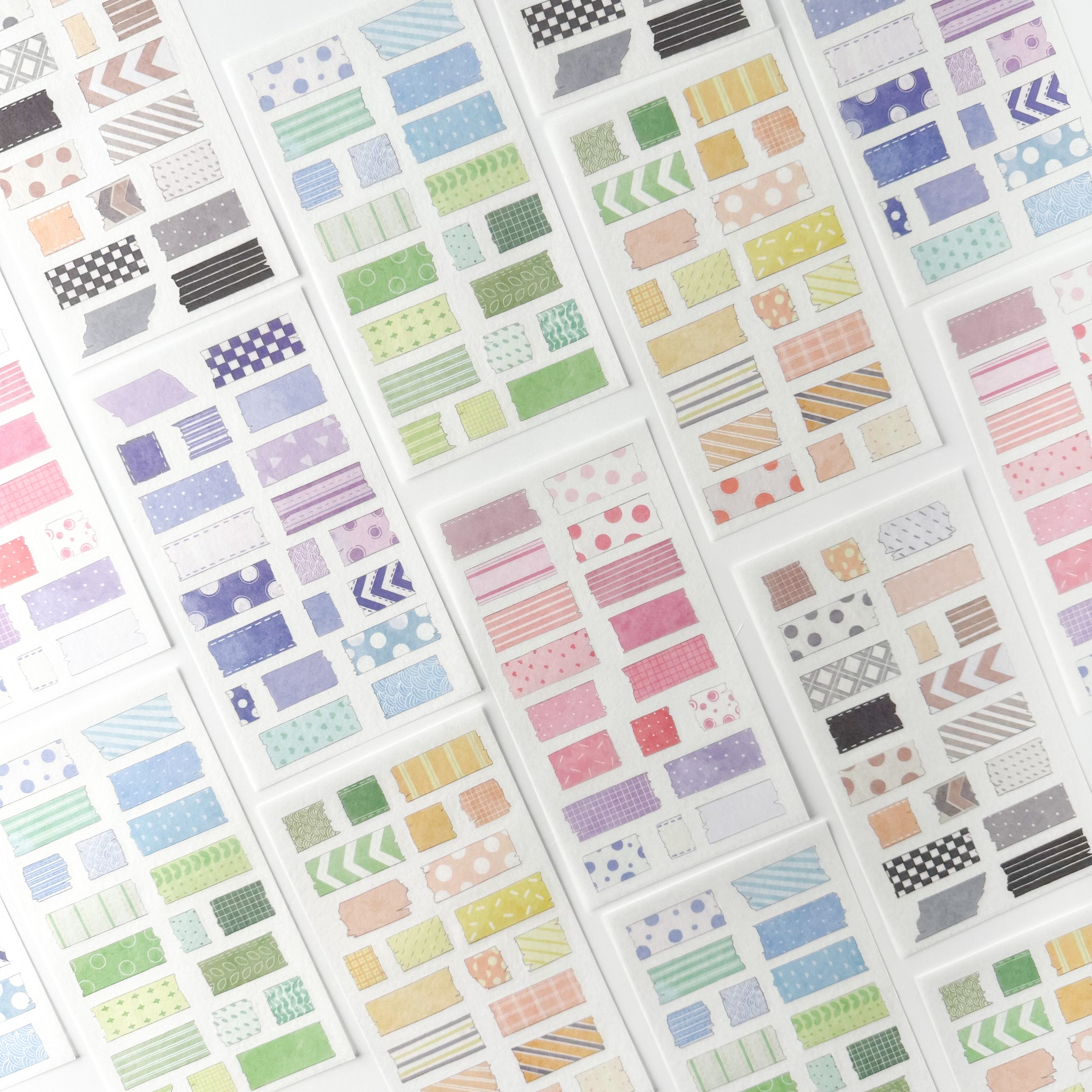 Explore creativity with our Colorful Washi Tape Shaped Sticker Sheets, featuring a variety of colorful washi tape-inspired sticker shapes. Perfect for adding playful and decorative accents to your projects. These stickers are sold at BBB Supplies Craft Shop.