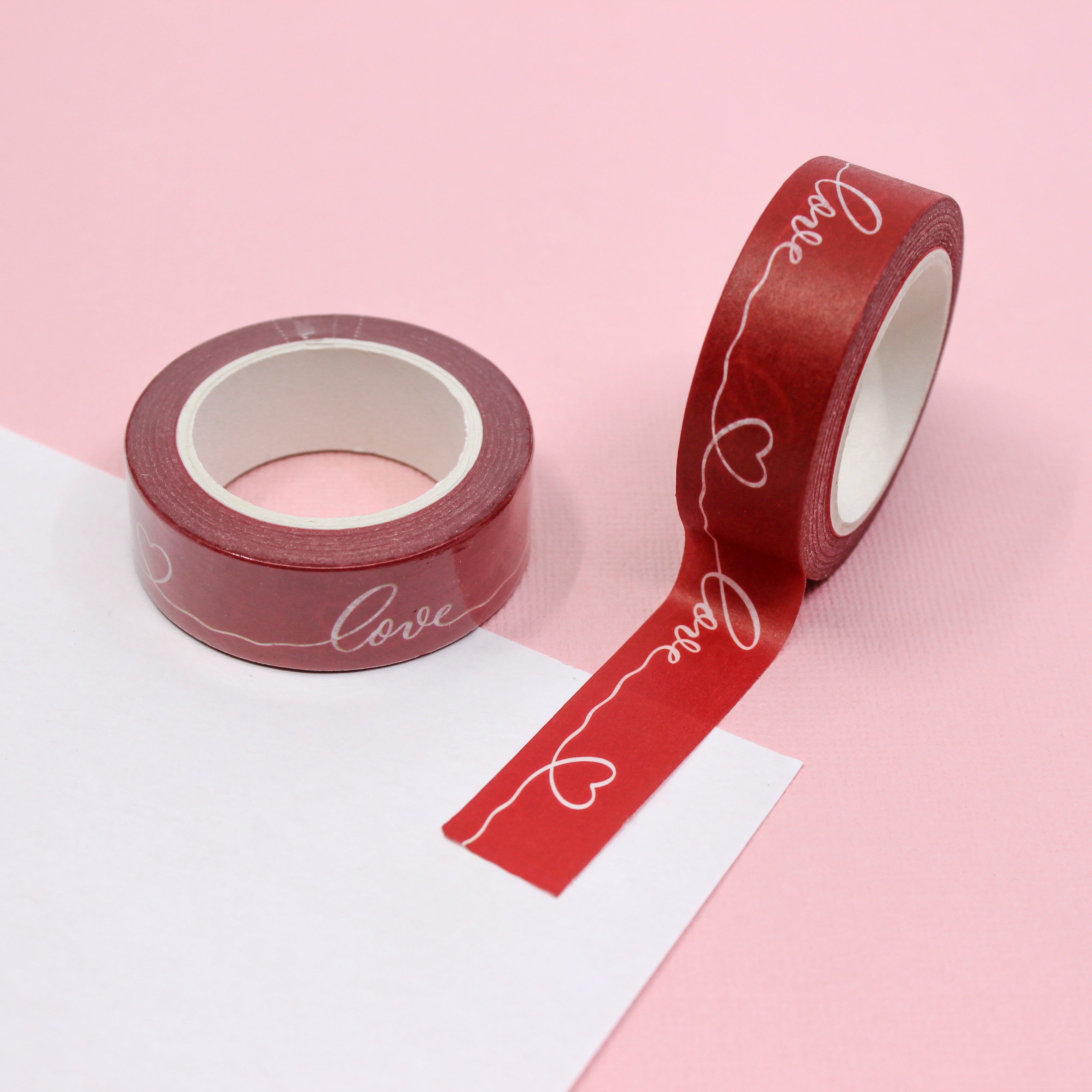 Lettering Script Connected Love and Heart Washi Tape