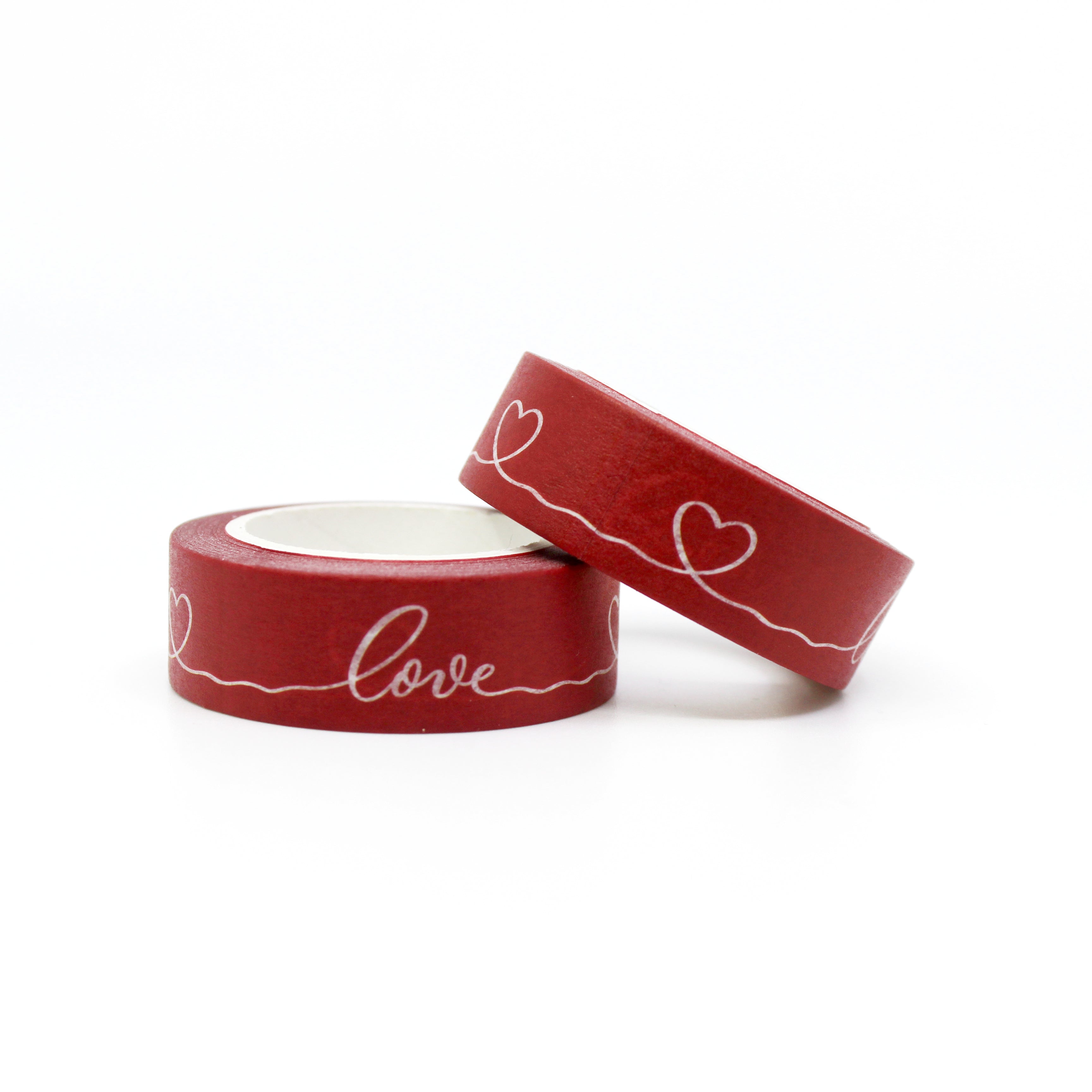 Lettering Script Connected Love and Heart Washi Tape
