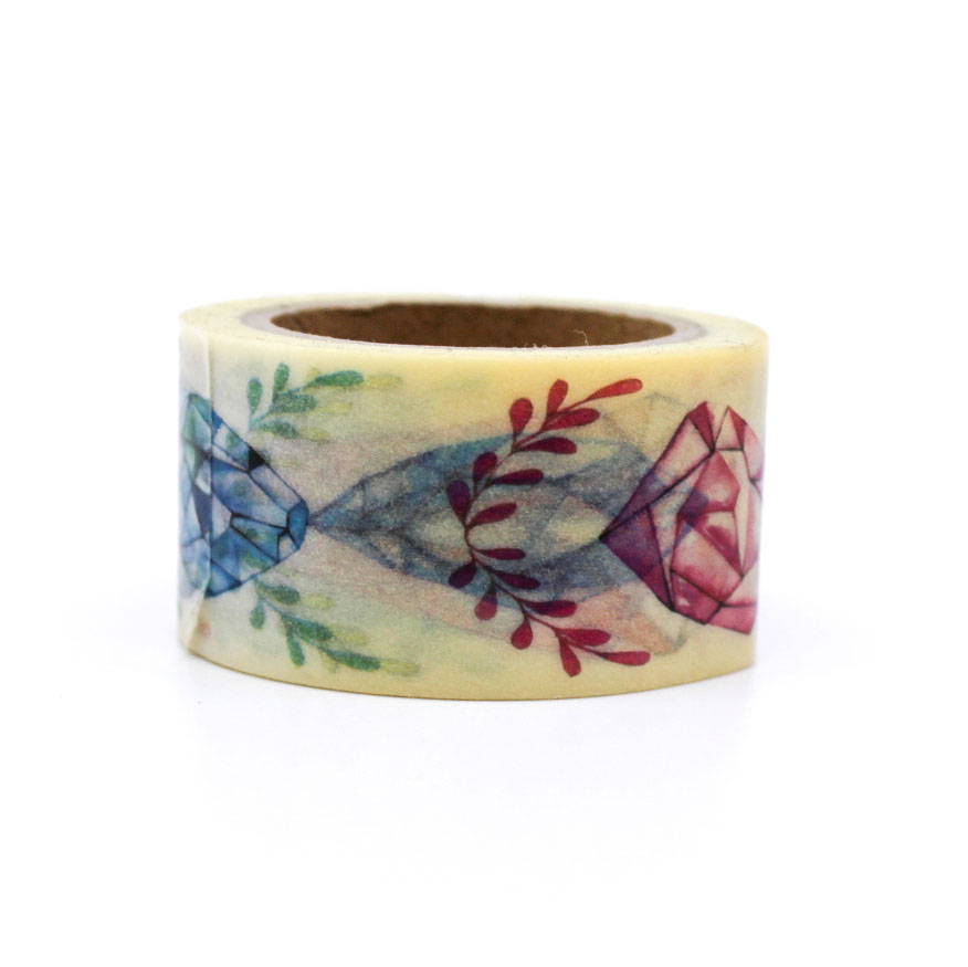 Decorative gemstone patterned washi tape used for journaling and scrapbooking.