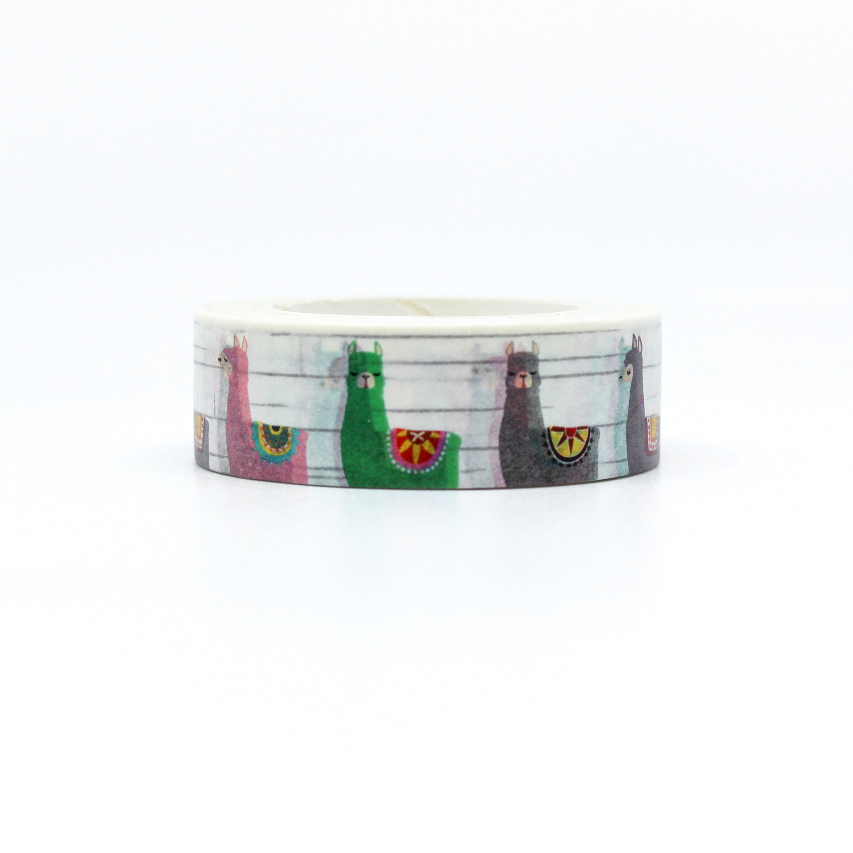 Brighten up your crafts with our Cute Colorful Llama Washi Tape, adorned with adorable llama illustrations. Perfect for adding a playful and colorful touch to your projects. This tape is sold at BBB Supplies Craft Shop.
