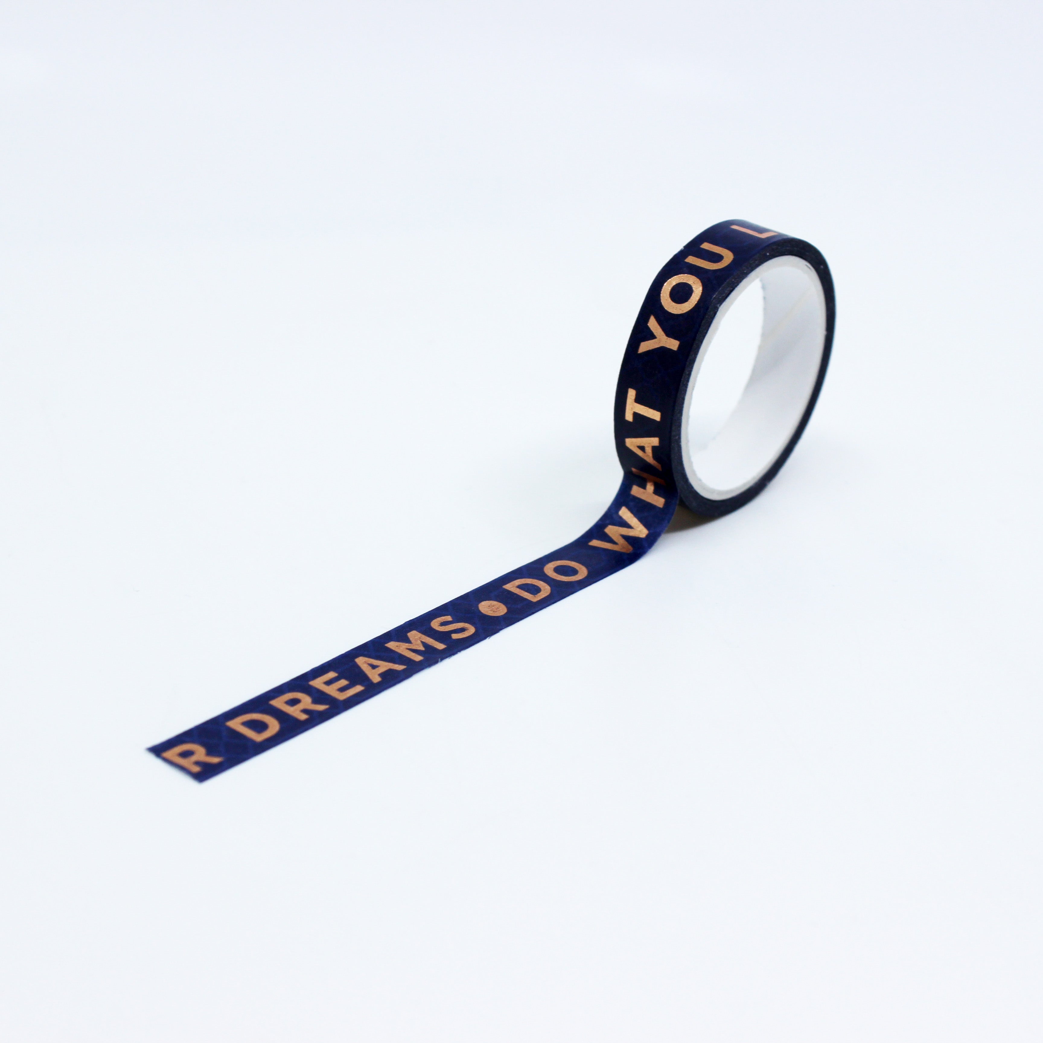 Chase your aspirations with our Follow Your Dreams Washi Tape. Featuring inspirational phrases and motifs, it adds a touch of motivation and style to your crafts. This tape is sold at BBB Supplies Craft Shop.