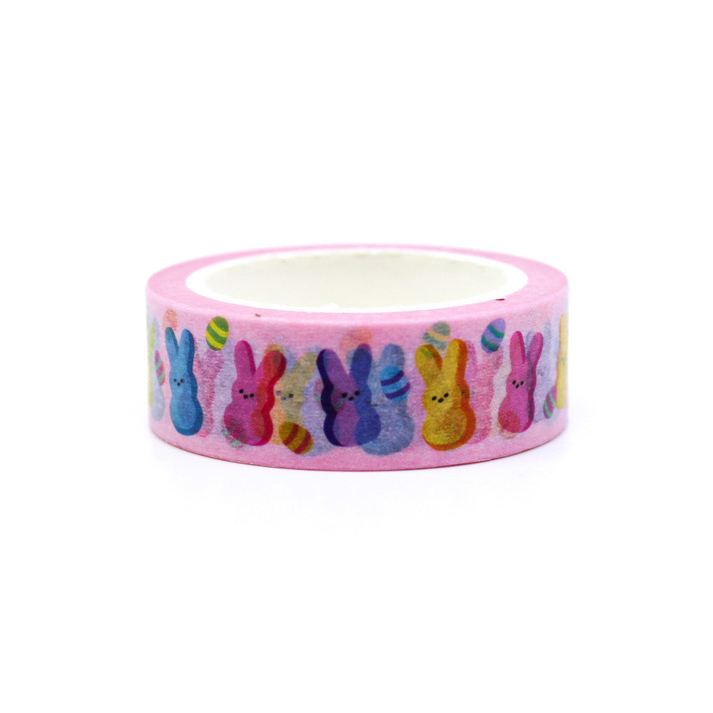 Add a sweet and whimsical touch to your Easter crafts with this delightful washi tape featuring cute bunnies and colorful candies. Perfect for decorating Easter cards, gift wrapping, and more. This tape is designed by Girl of Work and sold at BBB Supplies Craft Shop.