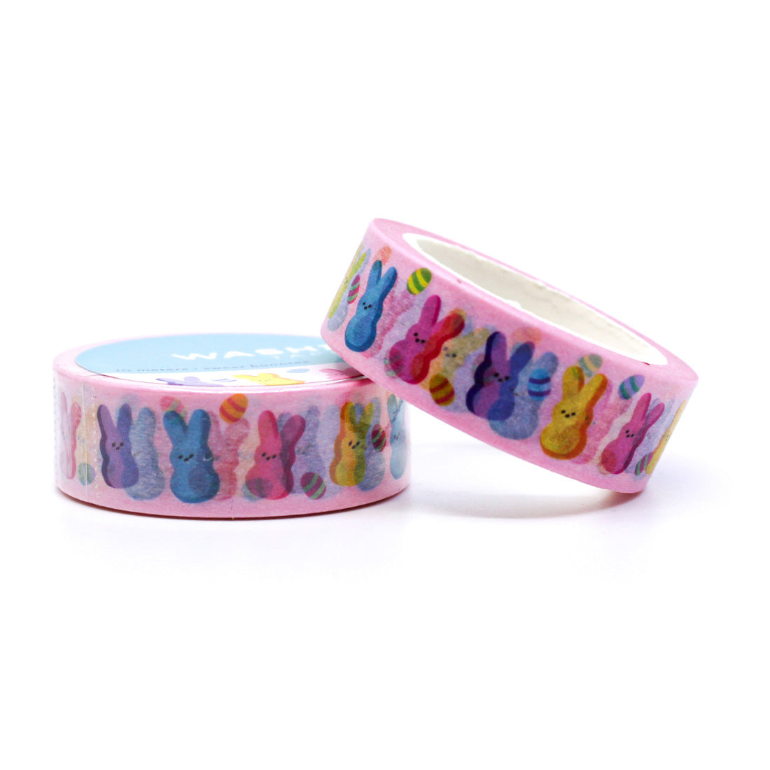 Add a sweet and whimsical touch to your Easter crafts with this delightful washi tape featuring cute bunnies and colorful candies. Perfect for decorating Easter cards, gift wrapping, and more. This tape is designed by Girl of Work and sold at BBB Supplies Craft Shop.