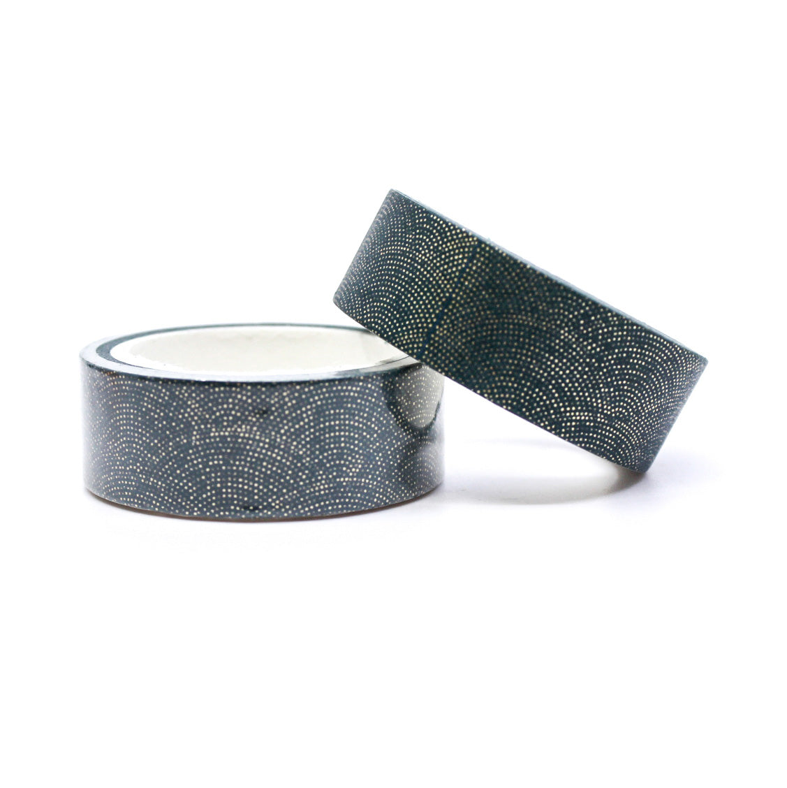 A sophisticated washi tape adorned with shimmering gold foil dots, ideal for enhancing your planners, journals, and DIY projects with a touch of luxury. This tape is sold at BBB Supplies Craft Shop.