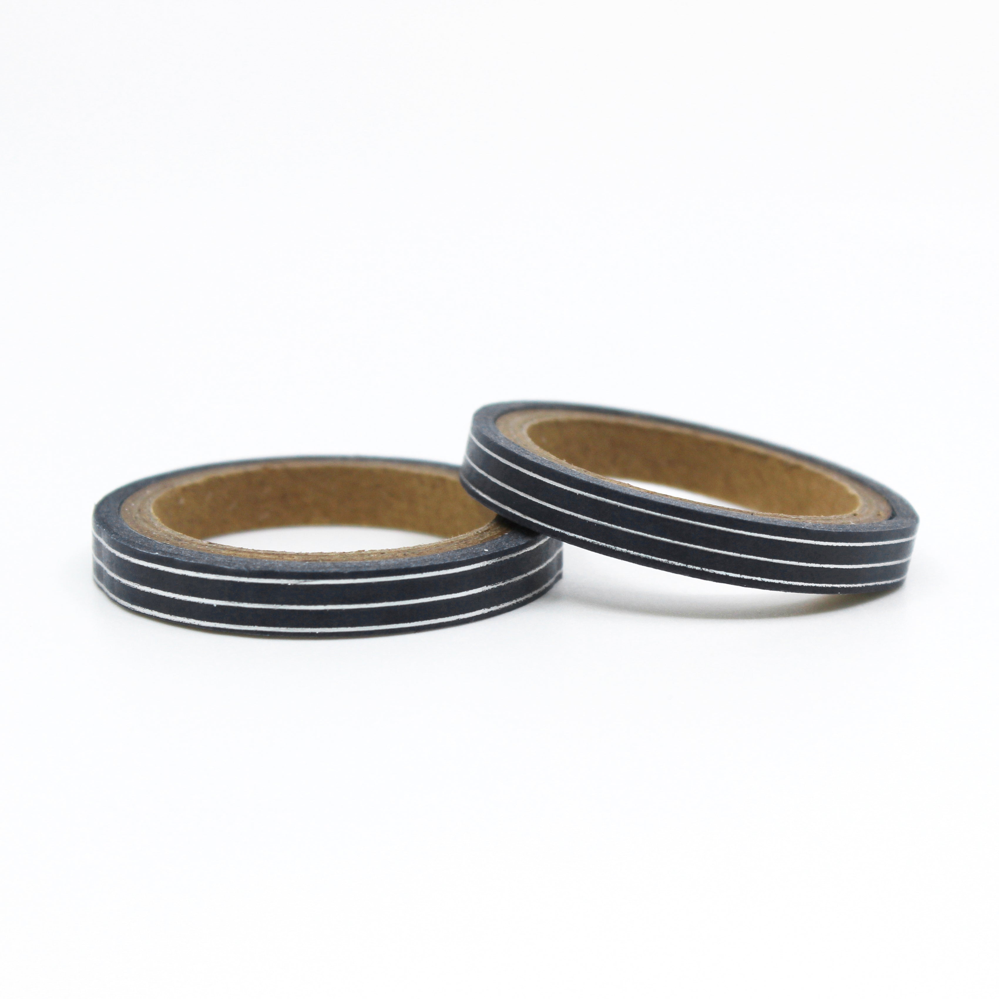 Infuse your projects with the allure of silver and navy using our washi tape, adorned with an elegant stripe design that shimmers with silver foil, bringing a sense of glamour and prestige to your crafts. This tape is sold at BBB Supplies Craft Shop.
