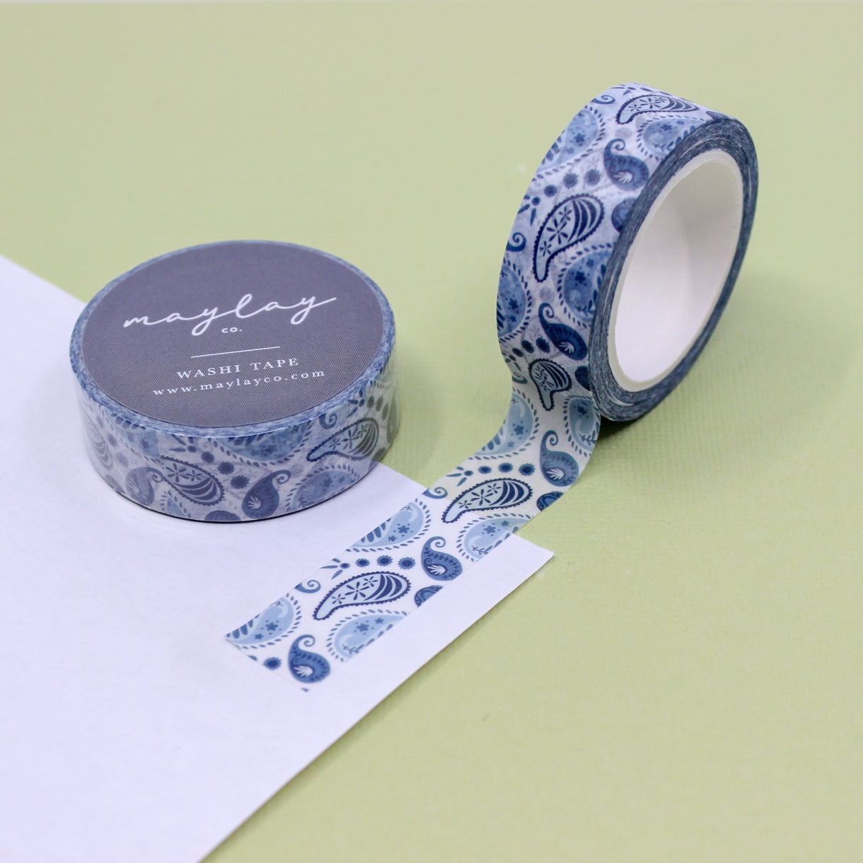 Elevate your crafts with our Embroidery Blue Paisley Washi Tape, featuring a intricate paisley pattern in shades of blue. Ideal for adding a touch of intricate elegance to your projects. This tape is from Maylay Co. and sold at BBB Supplies Craft Shop.