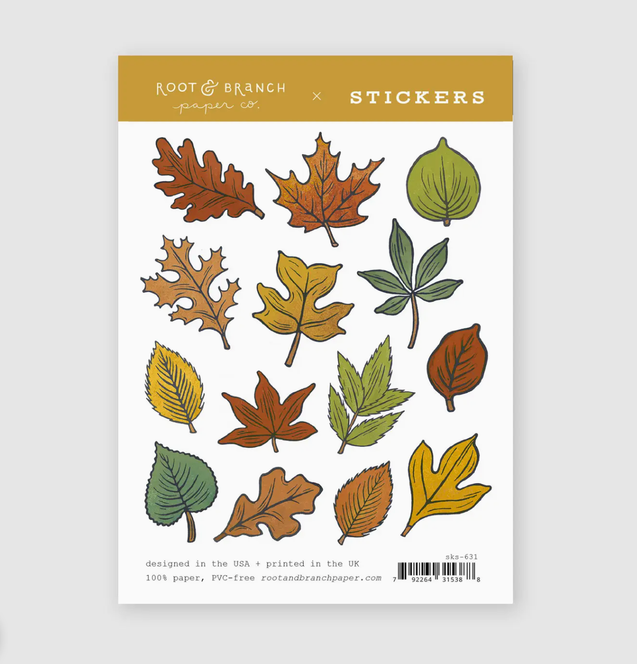 Leaves Sticker sheets featuring woodland animals, greenery, mushrooms, and nature-themed illustrations perfect for journals, planners, and crafting.