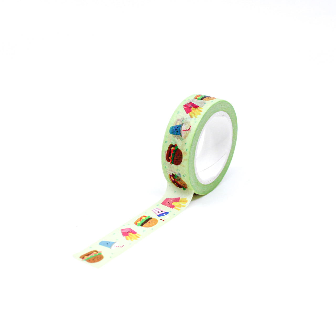 Satisfy your creative appetite with our Fast Food Hamburger and Fries Washi Tape, featuring mouthwatering burger and french fries illustrations. Perfect for adding a fun and delicious touch to your projects. This tape is designed by Girl of All Work and sold at BBB Supplies Craft Shop.