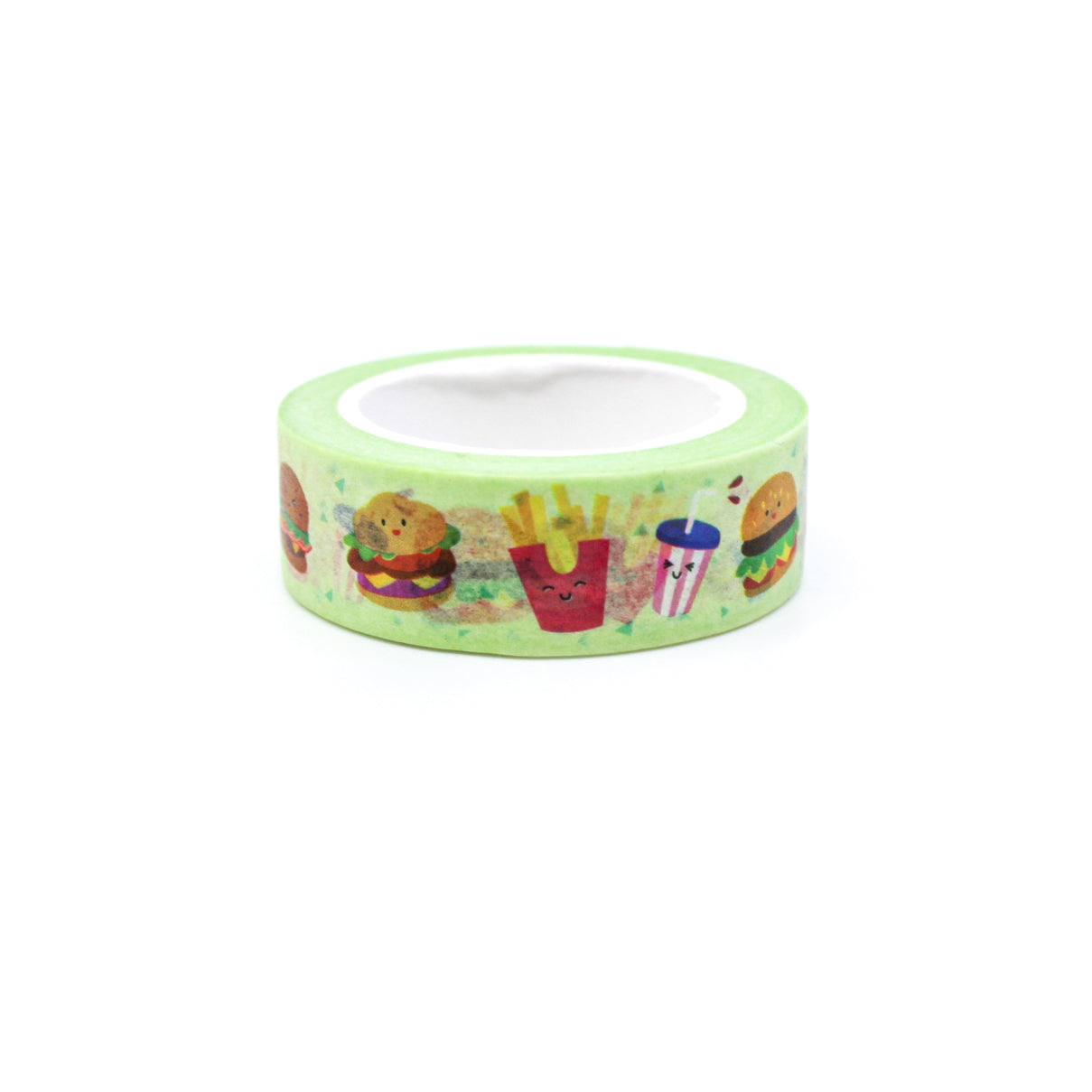 Satisfy your creative appetite with our Fast Food Hamburger and Fries Washi Tape, featuring mouthwatering burger and french fries illustrations. Perfect for adding a fun and delicious touch to your projects. This tape is designed by Girl of All Work and sold at BBB Supplies Craft Shop.