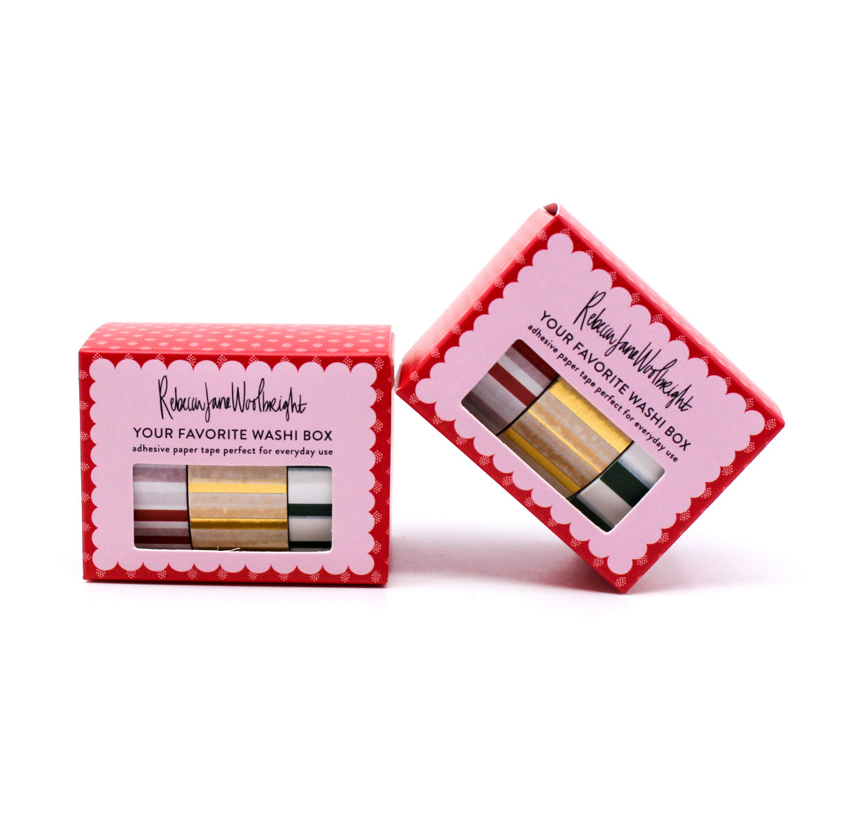Favorites Holiday Stripe Washi Tape Set featuring a vibrant mix of festive stripes in traditional Christmas colors, ideal for adding a joyful and decorative touch to your holiday-themed crafts and projects. This set is from Rebecca Jane Woolbright and sold at BBB Supplies Craft Shop.