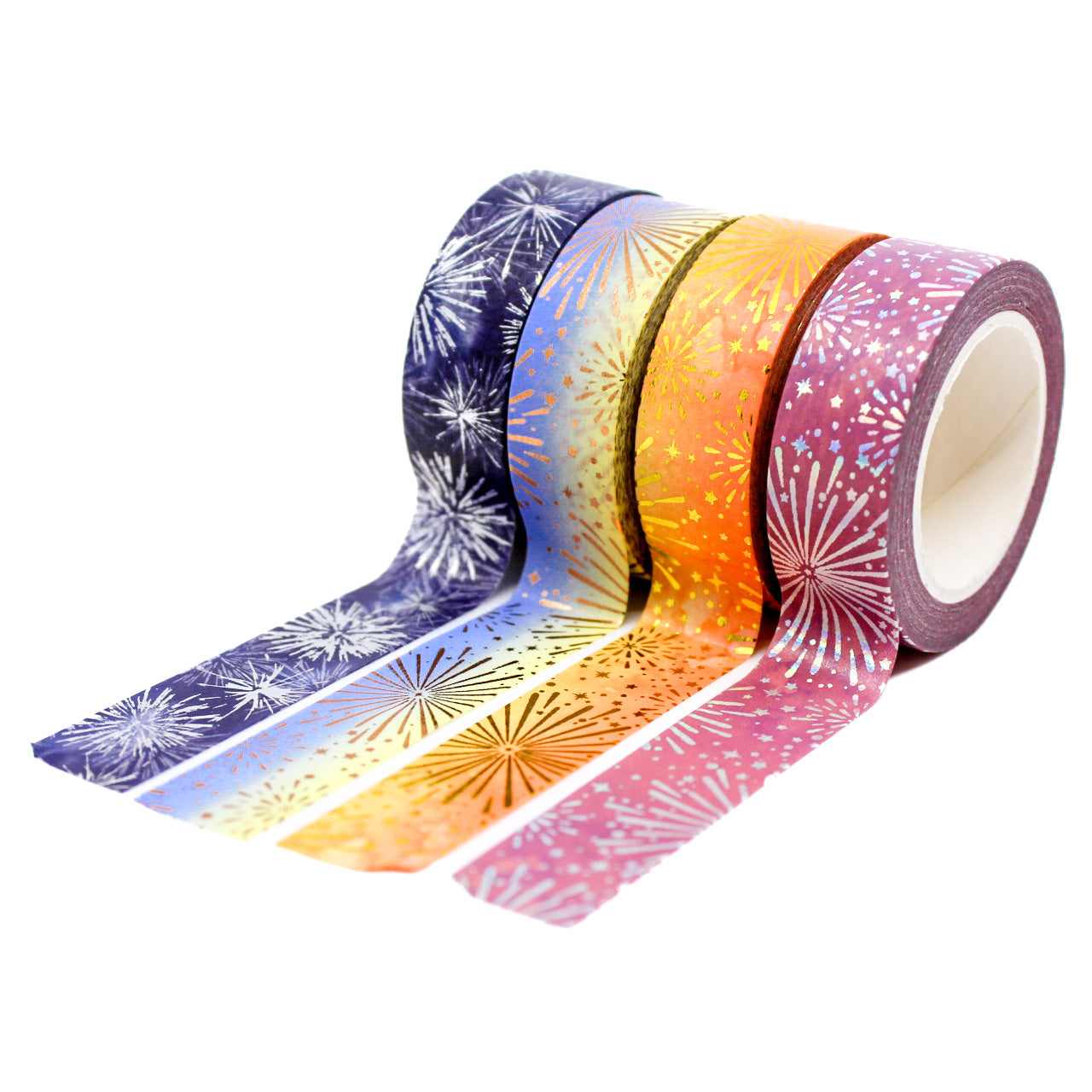 Fireworks party planner washi tape in gold and silver foil for celebrations