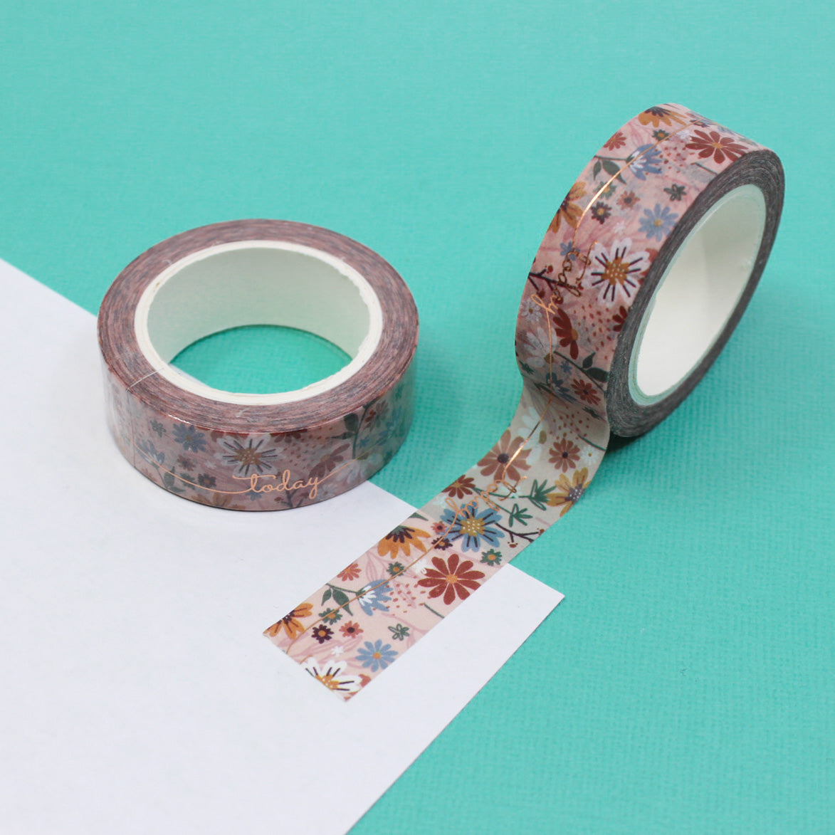 This elegant washi tape features a foil "Today" text design, adding a touch of sophistication to your planner or journal. Ideal for marking important dates or events, this tape is perfect for adding a stylish flair to your organization. This tape is sold at BBB Supplies Craft Shop.