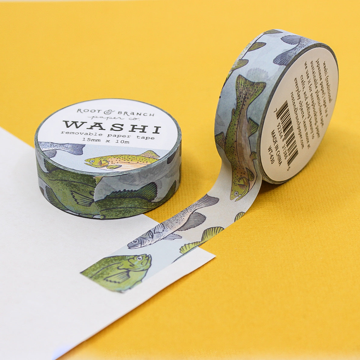 Whether you're a fishing enthusiast, a nature lover, or just someone who appreciates unique designs, this freshwater fish washi tape brings a playful yet serene touch to your planners, journals, scrapbooks, and DIY projects