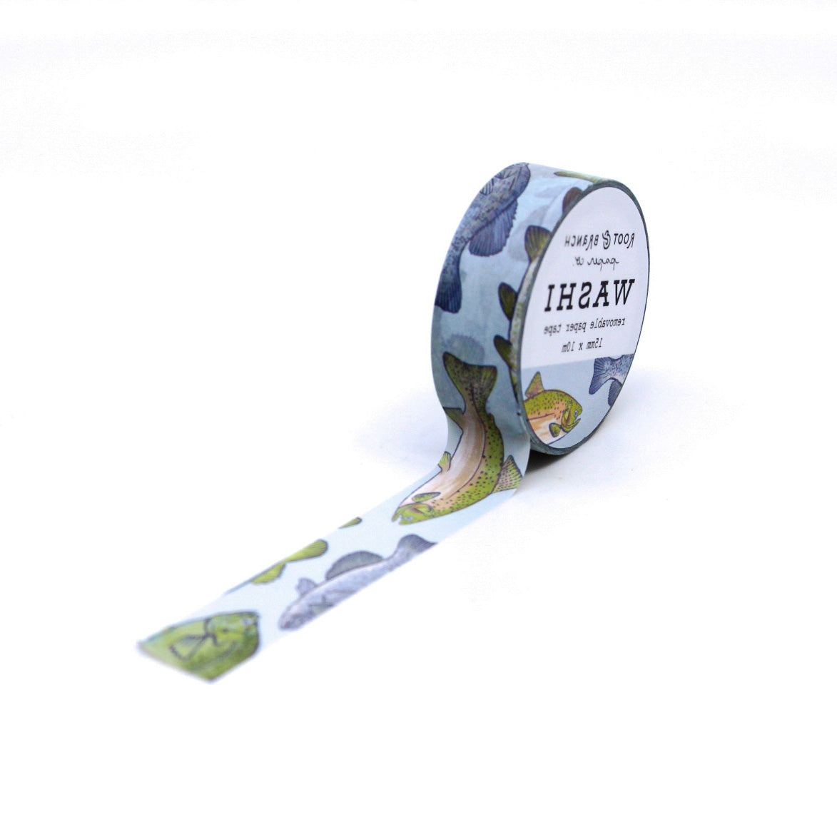 Whether you're a fishing enthusiast, a nature lover, or just someone who appreciates unique designs, this freshwater fish washi tape brings a playful yet serene touch to your planners, journals, scrapbooks, and DIY projects