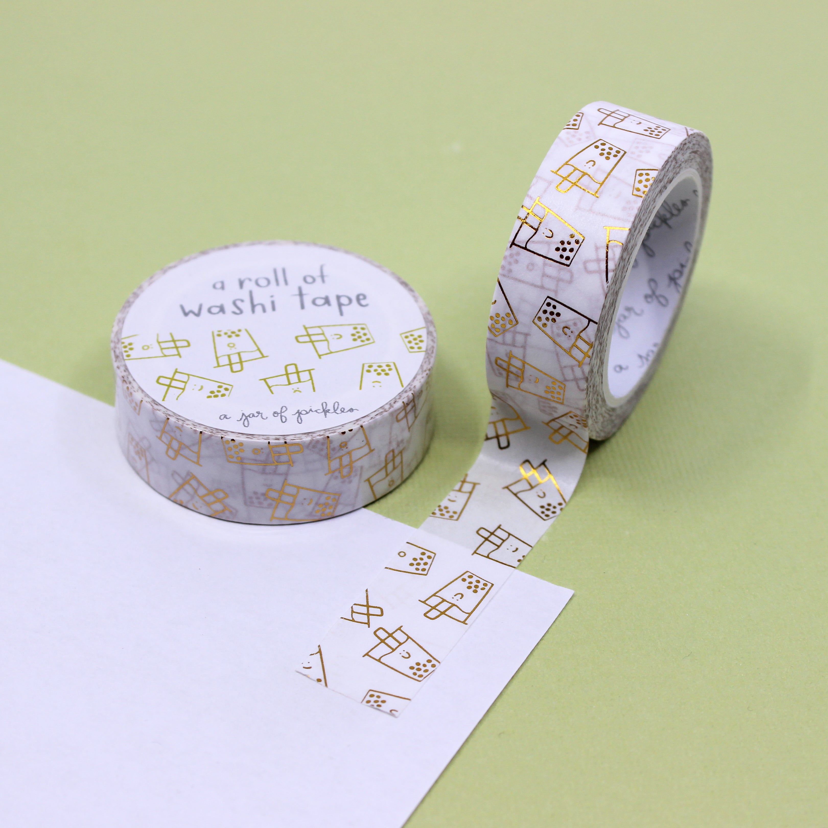 Gold Foil Boba Love Washi Tape adds a touch of elegance and fun to your projects. With its golden accents and charming boba designs, this tape is perfect for adding a playful yet sophisticated look to your crafts, scrapbooks, and more. This tape is from A Jar of Pickles and sold at BBB Supplies Craft Shop.
