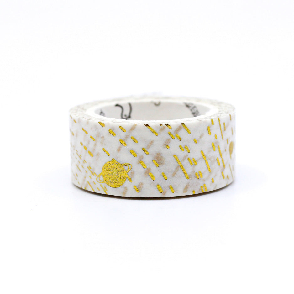 Illuminate your projects with our Gold Foil Starry Night Sky Constellation Washi Tape, adorned with sparkling constellations in a shimmering gold finish. Ideal for adding a touch of celestial wonder to your crafts. This tape is sold at BBB Supplies Craft Shop.