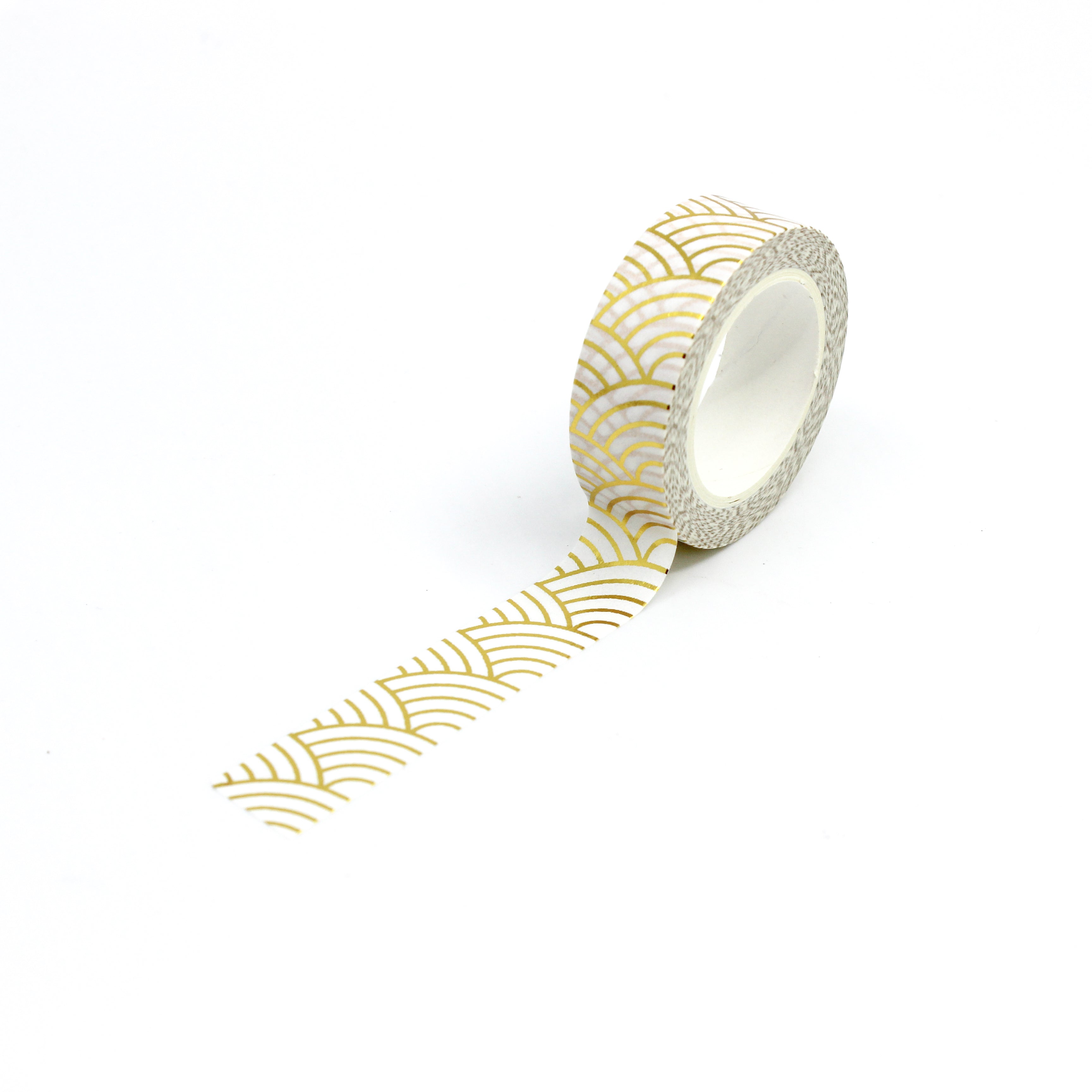 levate your crafts with our Gold Foil Scalloped Fish Scale Pattern Washi Tape, featuring a stylish fish scale design in shimmering gold foil. Ideal for adding a touch of glamour and elegance to your projects. This tape is sold at BBB Supplies Craft Shop.
