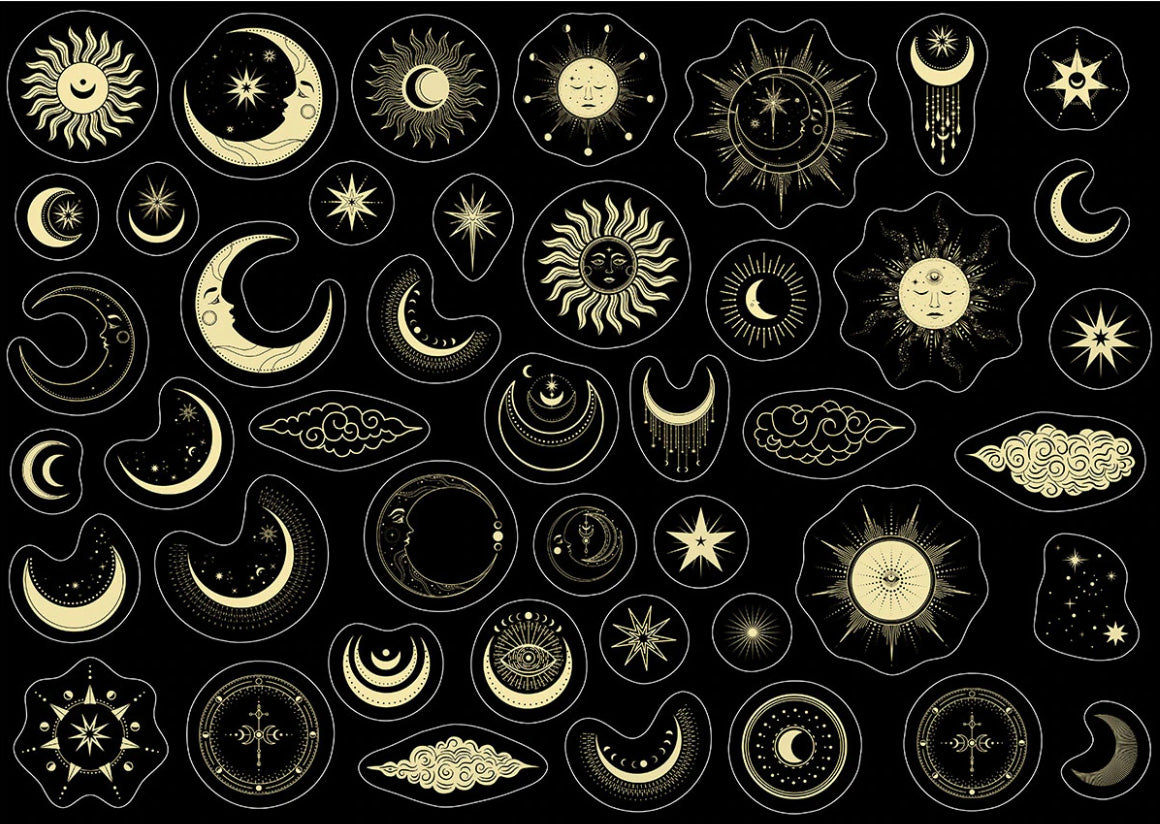 Luxury planner stickers featuring tarot and celestial motifs