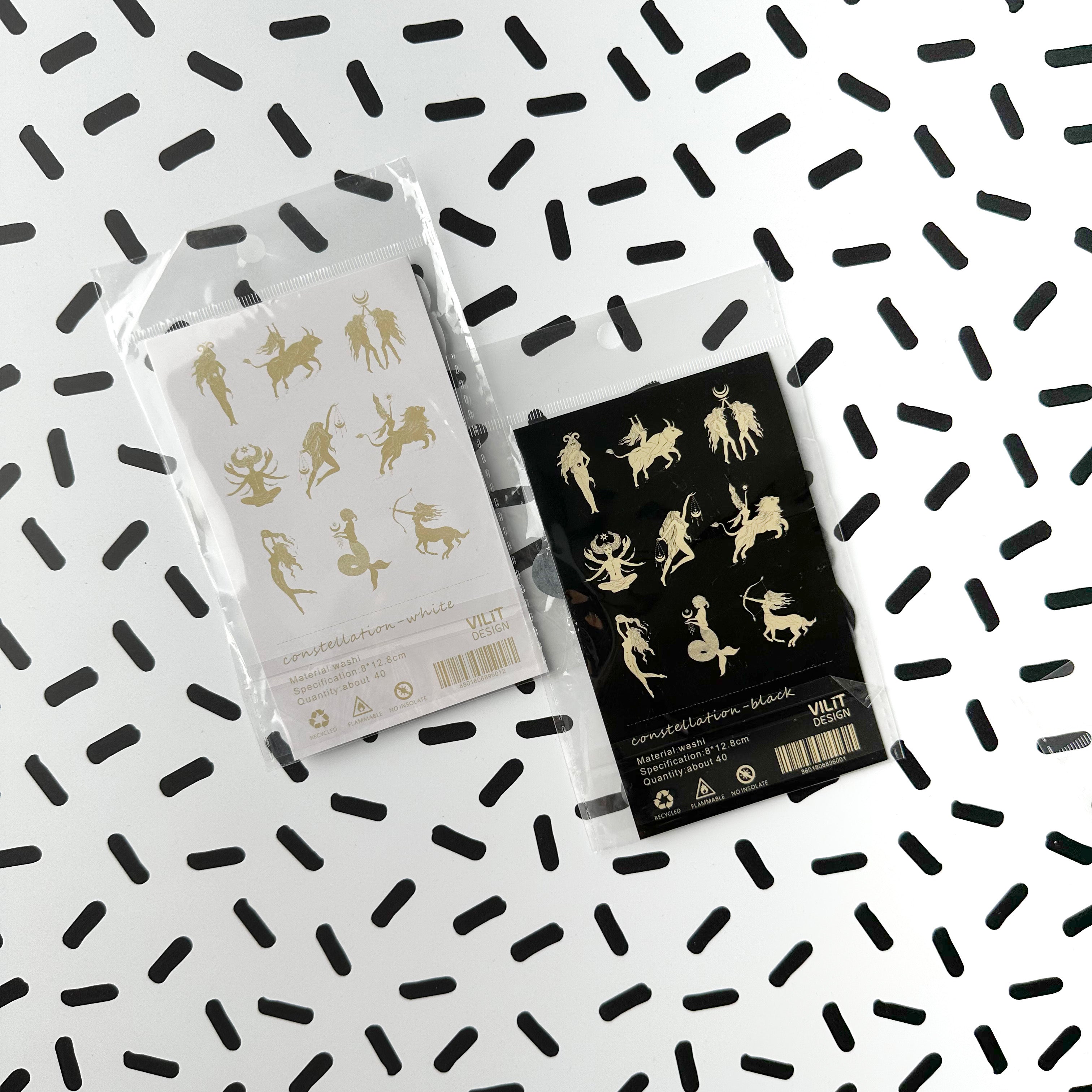 Mystical gold foil moon and star stickers for journaling