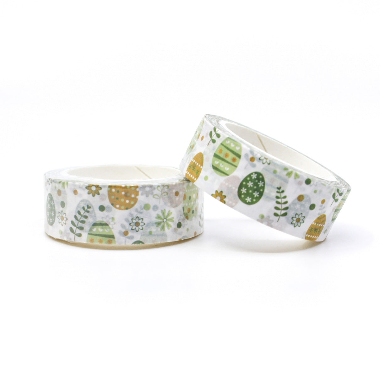 This delightful washi tape features a charming pattern of green and yellow Easter eggs, perfect for adding a festive touch to your Easter crafts and decorations. This tape is sold at BBB Supplies Craft Shop.