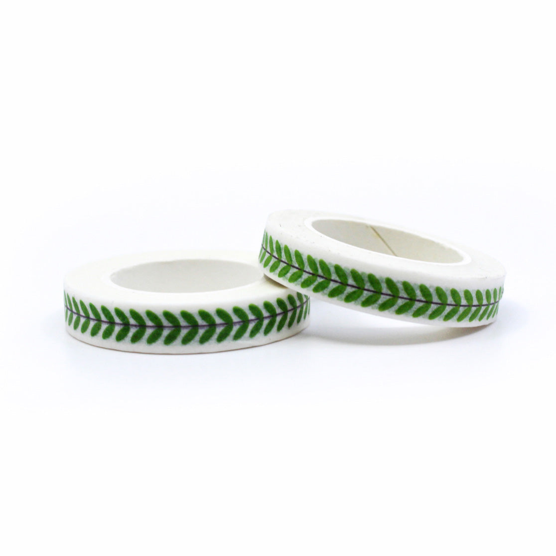 Embrace the beauty of nature with our Narrow Green Vine Washi Tape, featuring delicate vine and leaf patterns in a lush green hue. Ideal for adding a touch of botanical charm to your crafts.