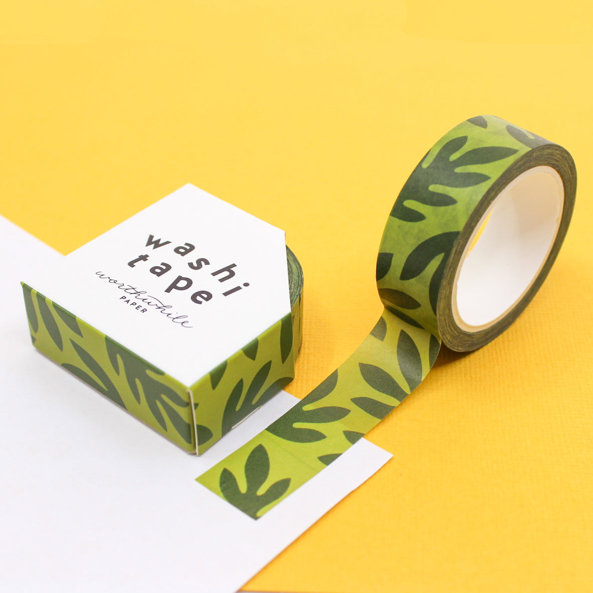 Monochrome Lush Leaves Motif Washi Tape showcasing a delicate pattern of intricate foliage in a sleek and timeless design, perfect for an elegant touch in your creative projects or planners. This tape is from Worthwhile paper and sold at BBB Supplies Craft Shop.